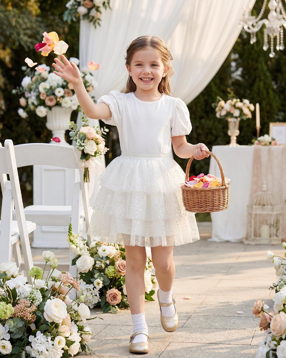 Stelle Toddler Girls Tutu Skirt Kids Layered Tulle Ballet Dance Skirt | Girls tutu skirt, Metallic Waist, 5 Layered Tutus, Soft Stretch Fabric, Princess Skirt, Daily, Dance, Costume, Performance(White)