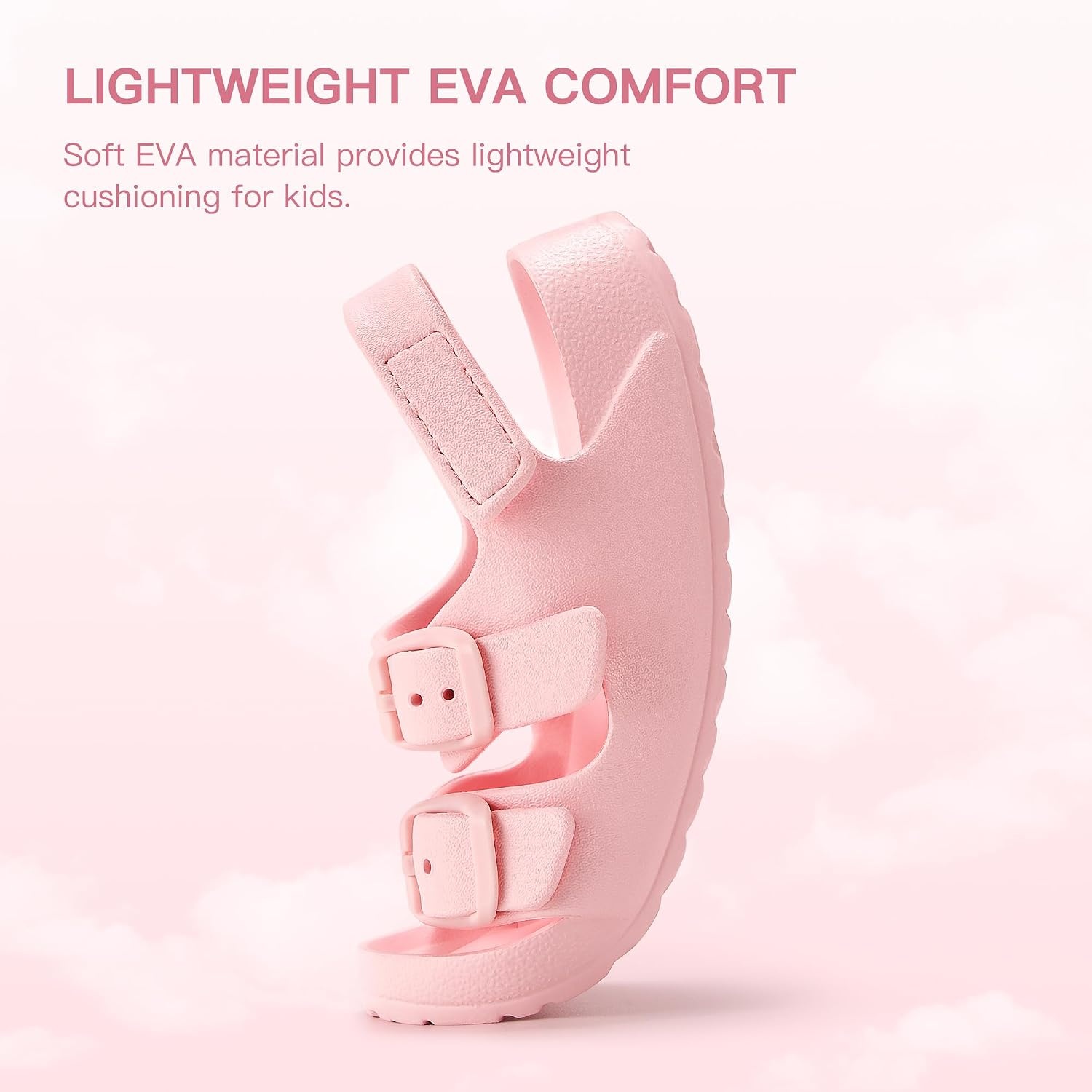 Stelle Toddler Girls Adjustable Buckle Open Toe Sandals | Hook-and-Loop Heel Strap Lightweight Construction Comfortable Fit Flexible Movement Summer Everyday Wear Toddler to Big Kids(Pink)