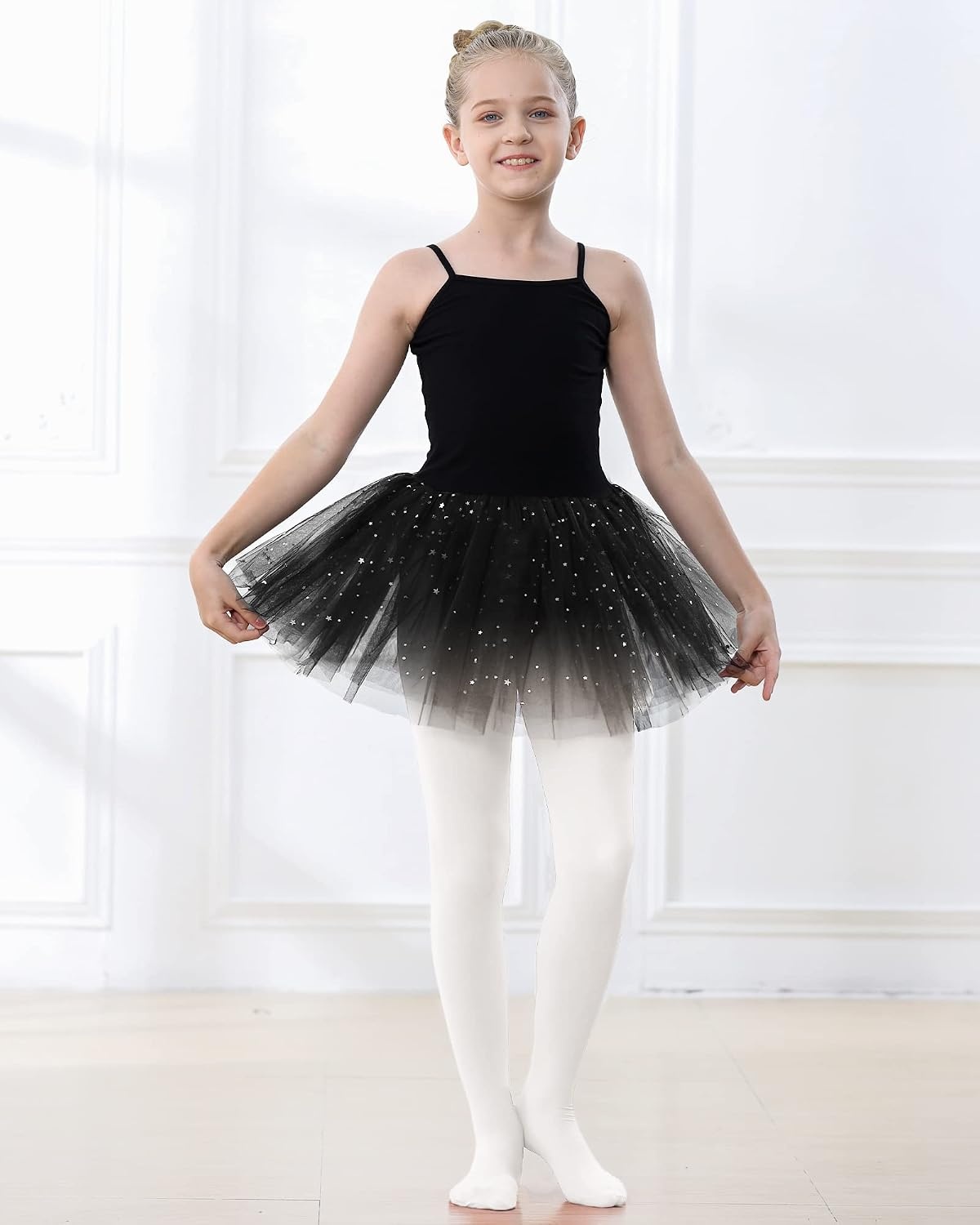 Stelle Girls’ Convertible & Transition Ballet Tights for Toddler Dance Kid(White)