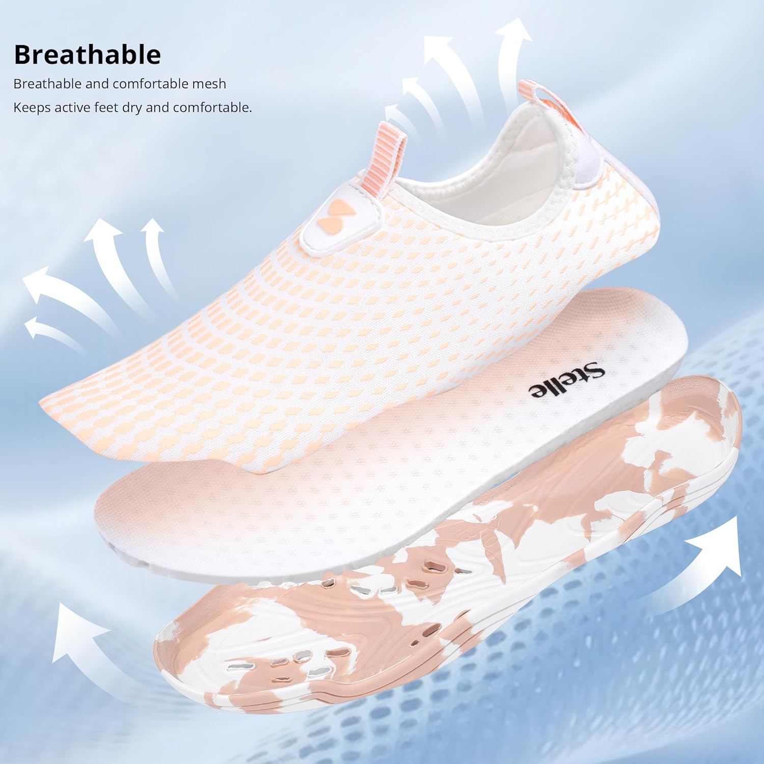 Stelle Water Shoes for Women Men Barefoot Quick Dry Aqua Socks for Swim Beach River Pool Surf Yoga Shower(Peach Mist)