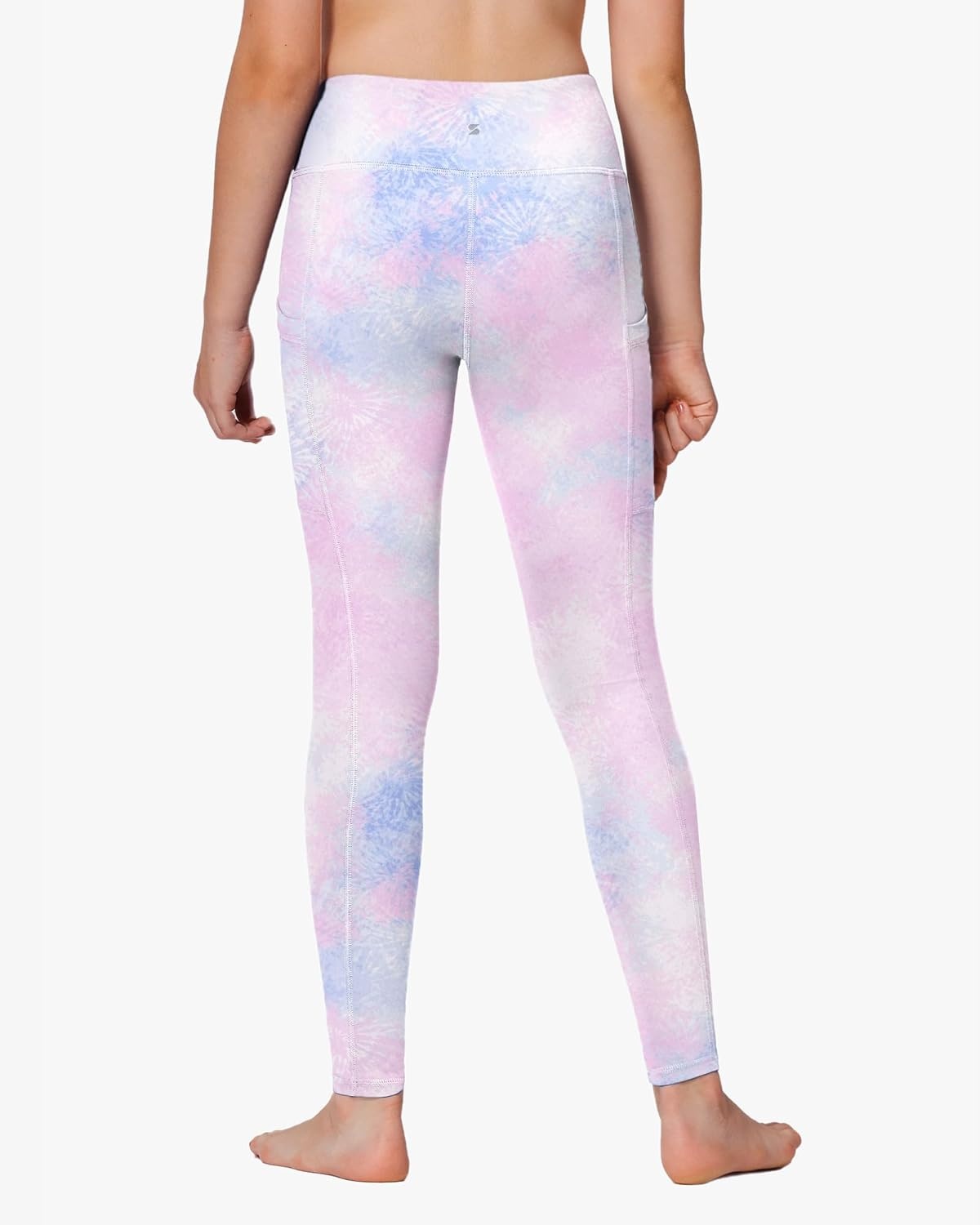 Stelle Girls’ Athletic Leggings Kids Dance Running Yoga Pants Workout Active Dance Tights with Pockets(Tie Dye Marshmallow)