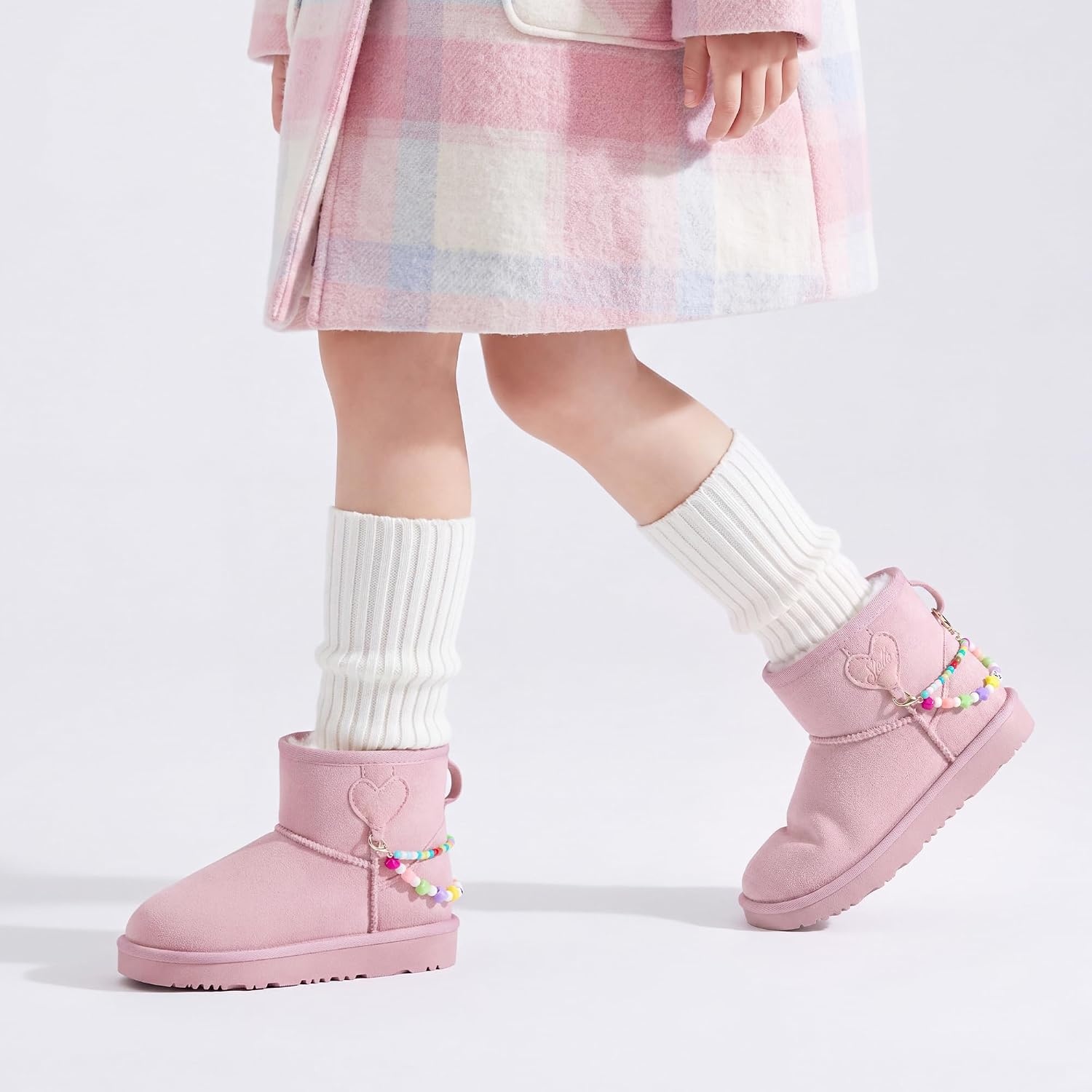 Stelle Girls Winter Boots Warm Fur Lined Snow Boots(Pink)