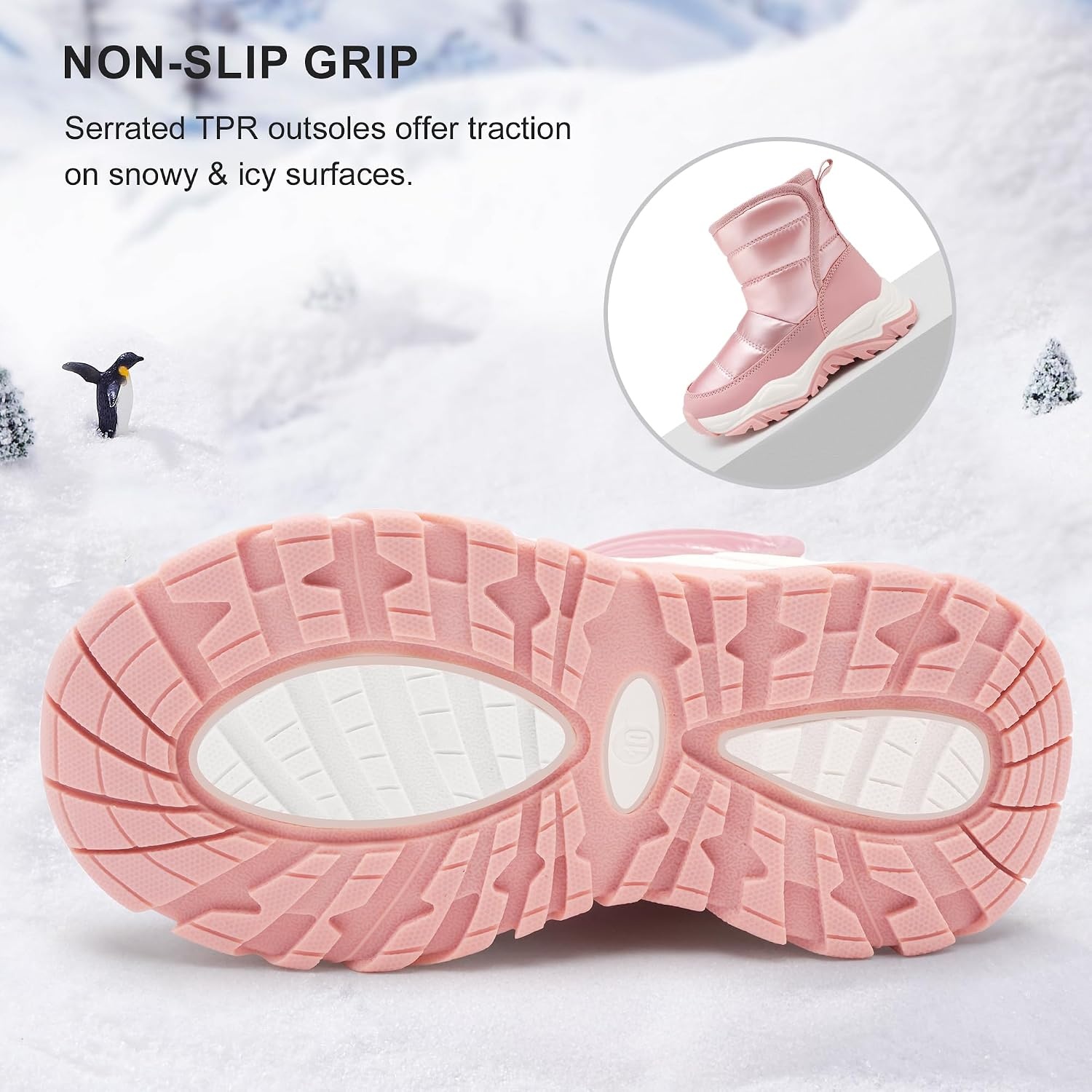 Stelle Toddler Snow Boots Girls Lightweight Warm Winter Shoes | Boys Outdoor Sport, Cold Weather, Water Repellent, Soft Faux Fur Lined, Non Slip, Mid Calf, Hook and Loop, Little & Big Kids(Pink)