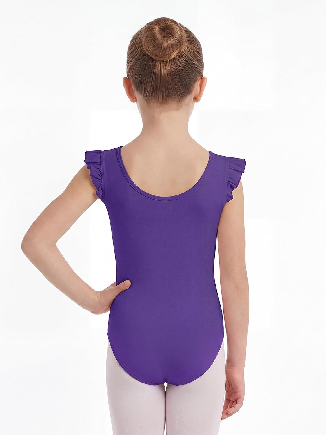 Stelle Ballet Leotards for Girls Ruffle Sleeve Gymnastics Dancewear 2-14Y | Ruffle Flutter Sleeve, Breathable, Stretch fabric, Comfortable fit, Gymnastics & Ballet, Toddler dancewear, Kids bodysuit(Purple)
