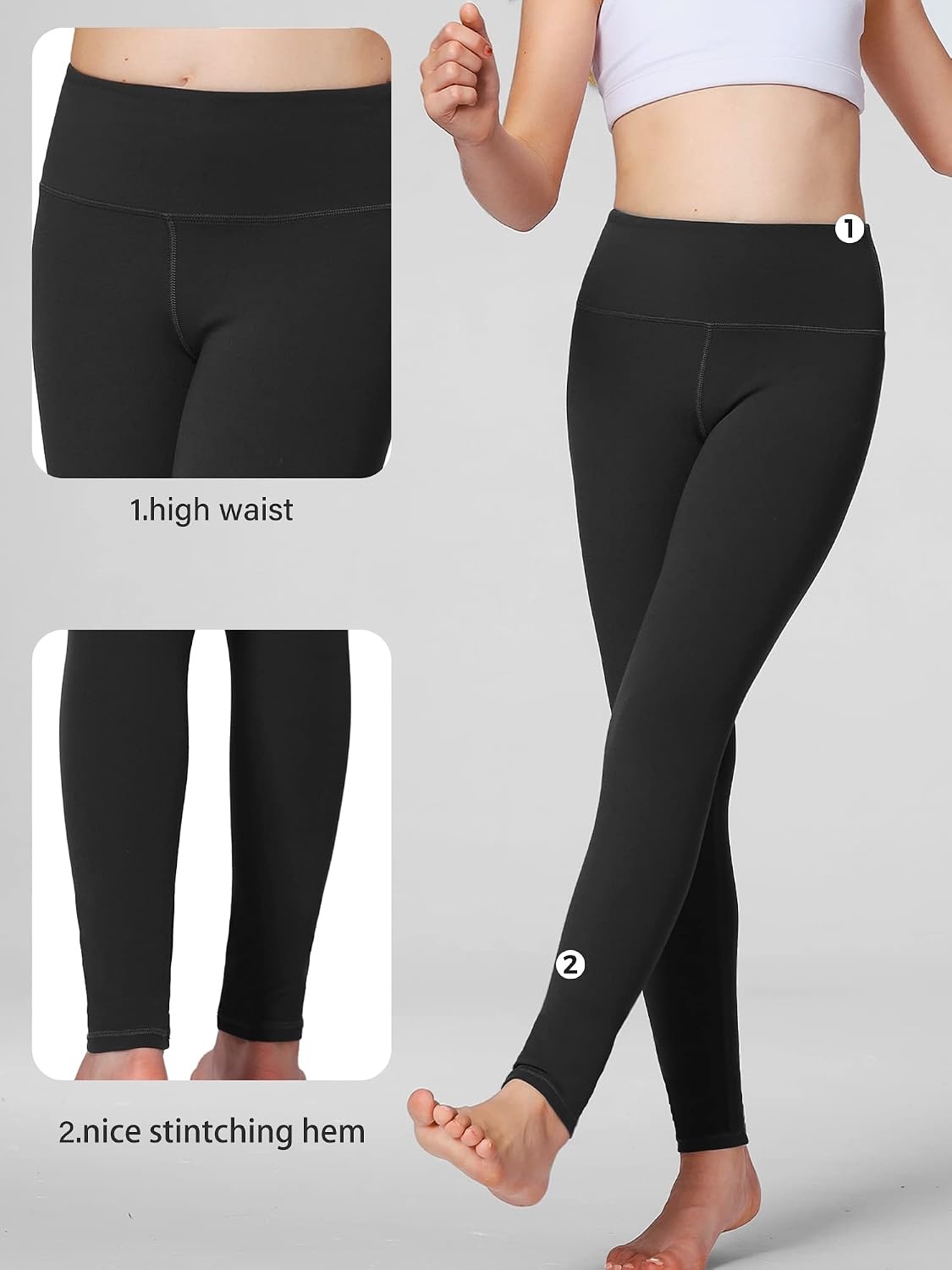 Stelle Girls Leggings with Hidden Pocket for Kids Dance Yoga Athletic Pants(Black-oceanic)