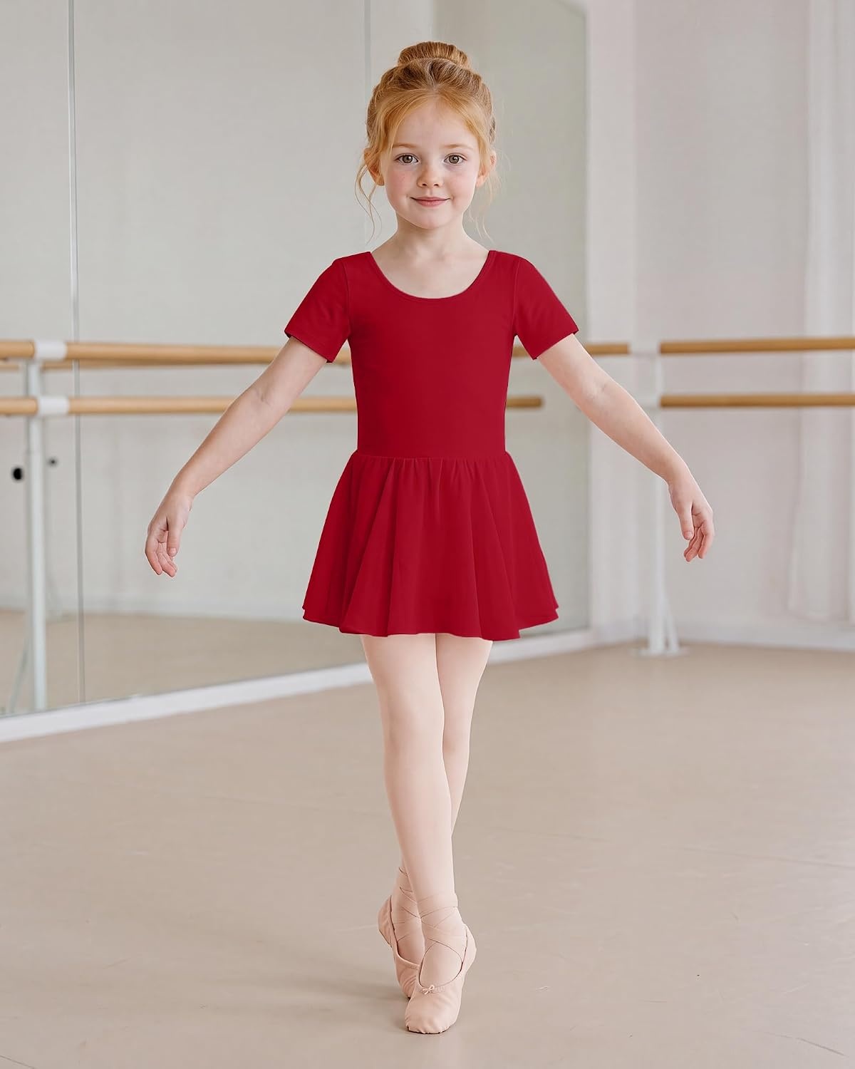 Stelle Girls Criss-Cross Back Leotards Skirt with Tights for Ballet/Dance(Red)