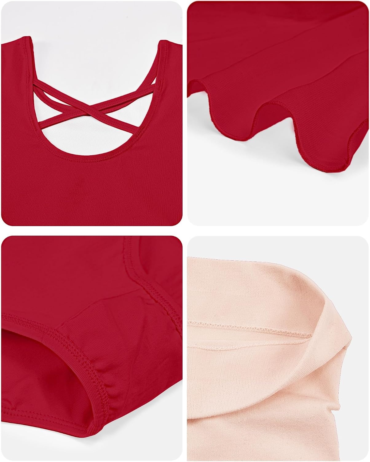 Stelle Girls Criss-Cross Back Leotards Skirt with Tights for Ballet/Dance(Red)
