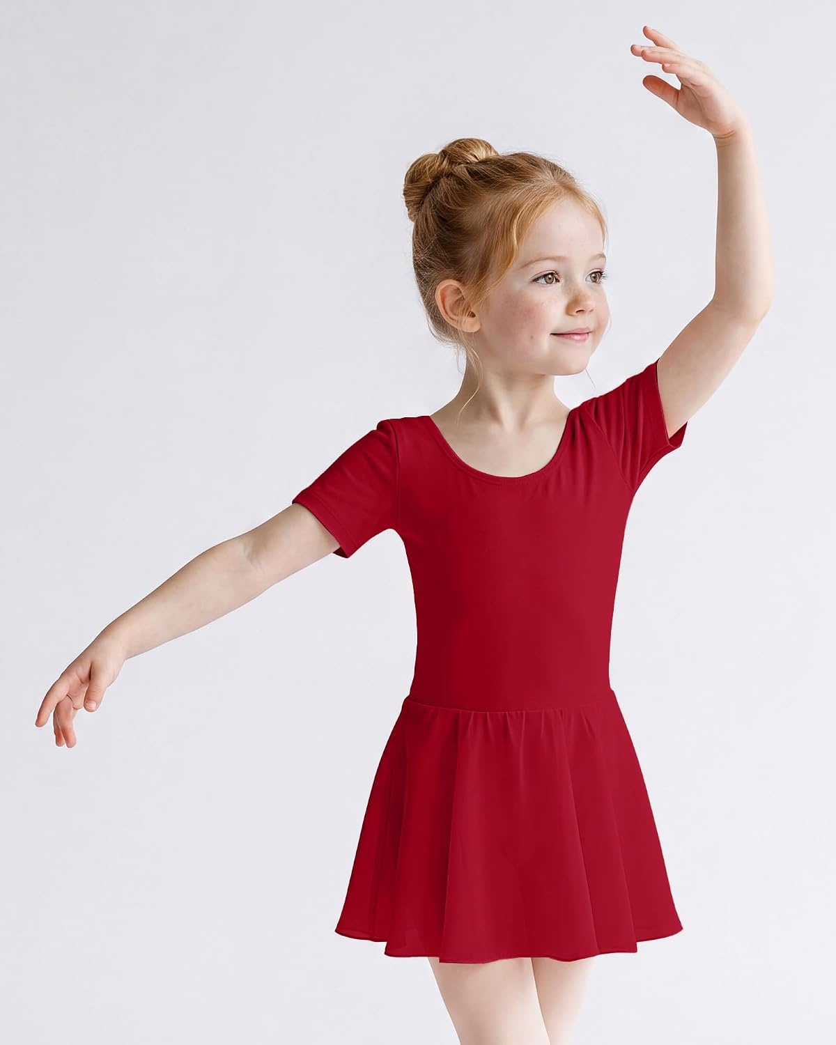 Stelle Girls Criss-Cross Back Leotards Skirt with Tights for Ballet/Dance(Red)