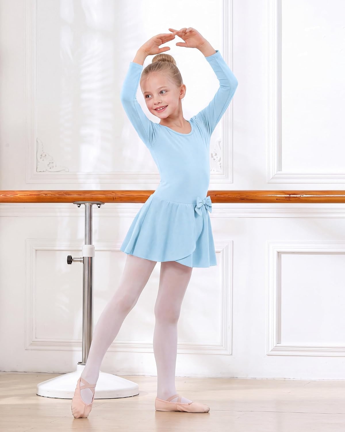 Stelle Ballet Leotards for Girls Long Sleeve Toddler Gymnastics Outfits(Blue)