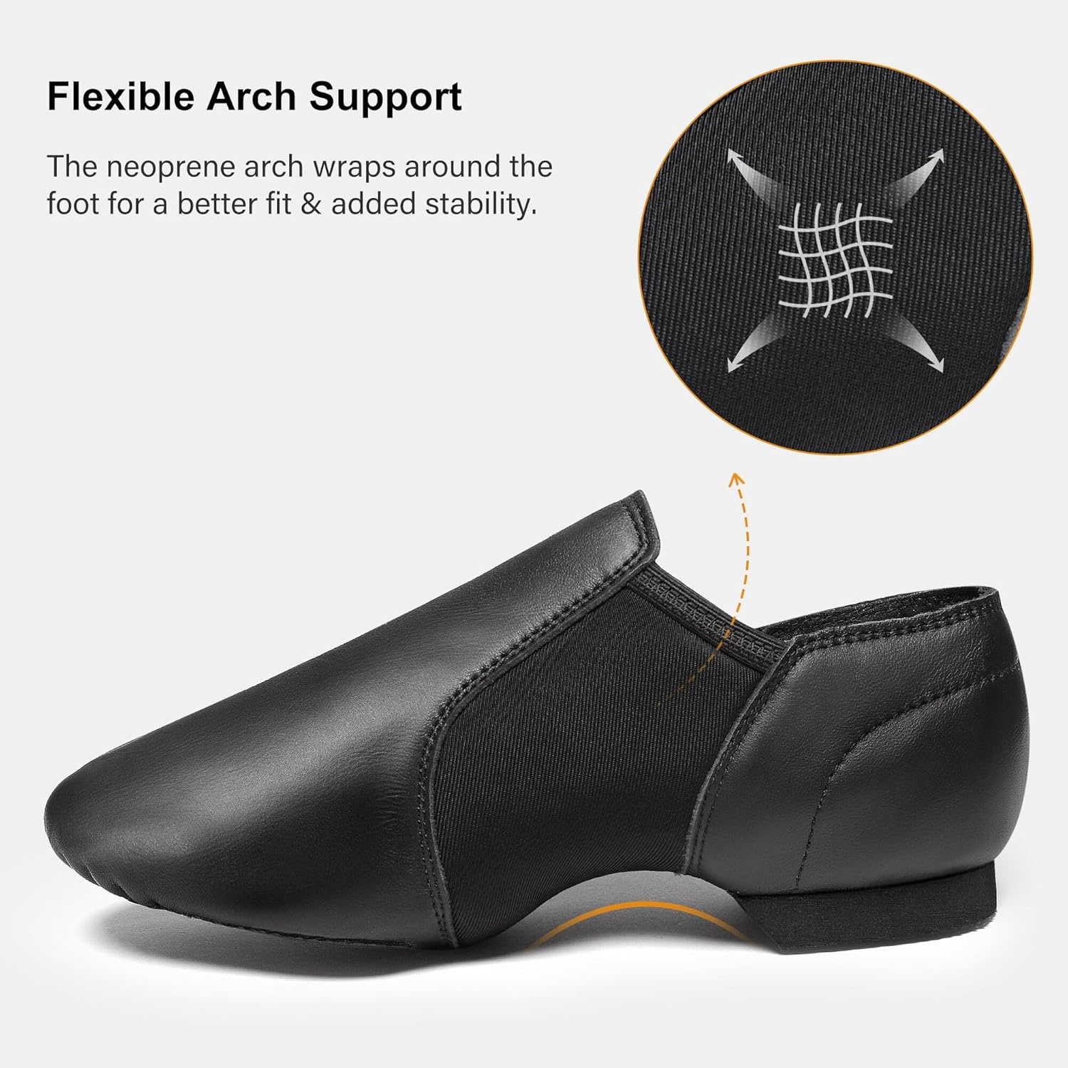 Stelle Jazz Shoes for Women Men Leather Upper Slip-on Dance Shoes Unisex(Black)
