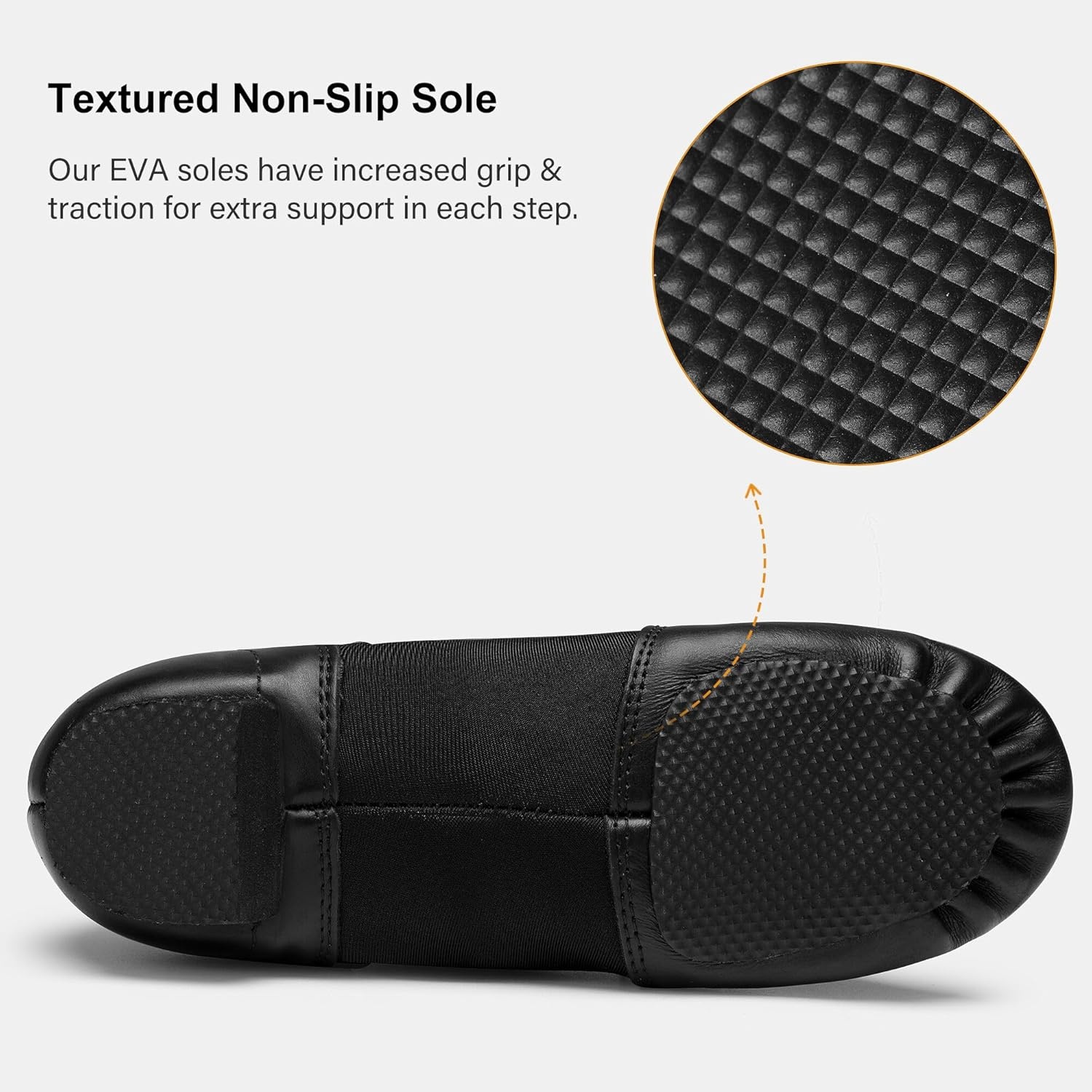 Stelle Jazz Shoes for Women Men Leather Upper Slip-on Dance Shoes Unisex(Black)