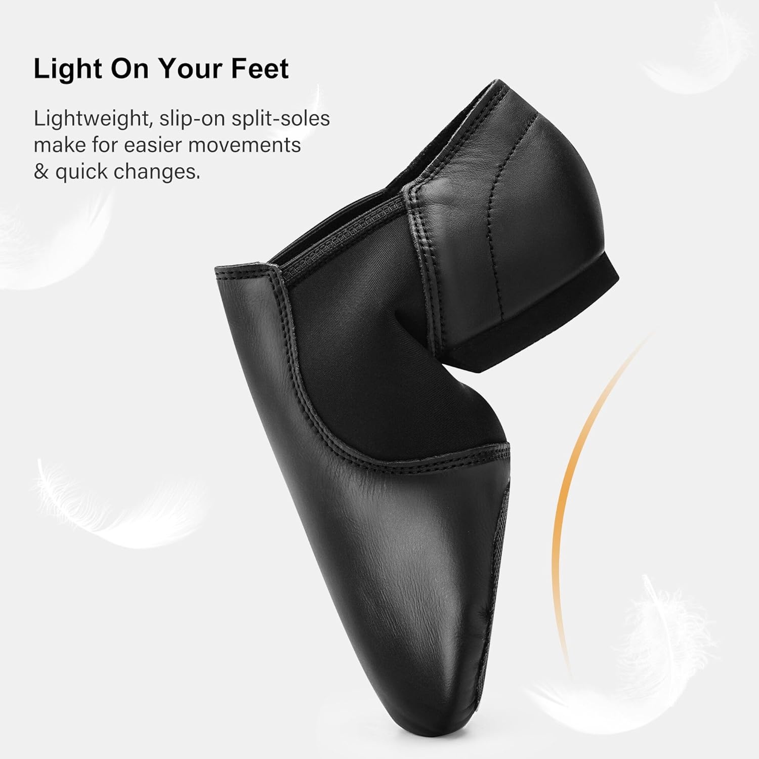 Stelle Jazz Shoes for Women Men Leather Upper Slip-on Dance Shoes Unisex(Black)