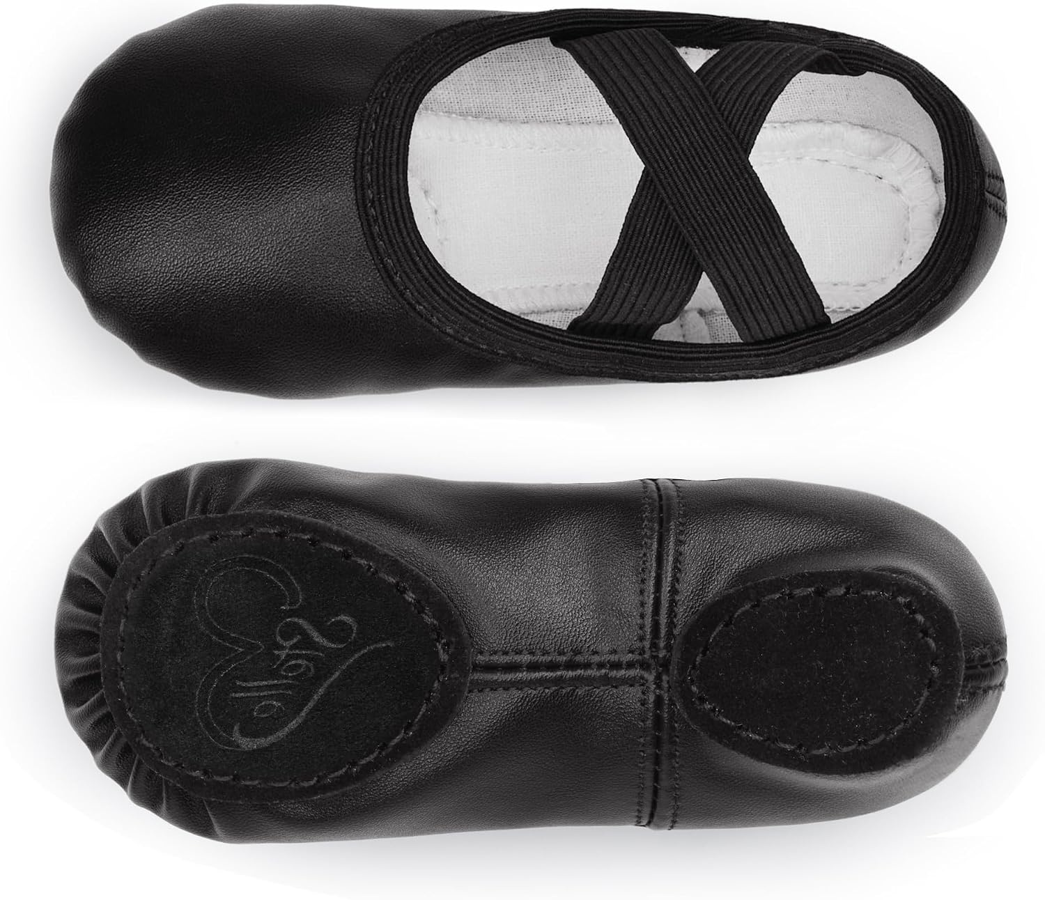 Stelle Toddler Ballet Shoes for Girls Boys PU Leather Lace-Free Dance(Black)