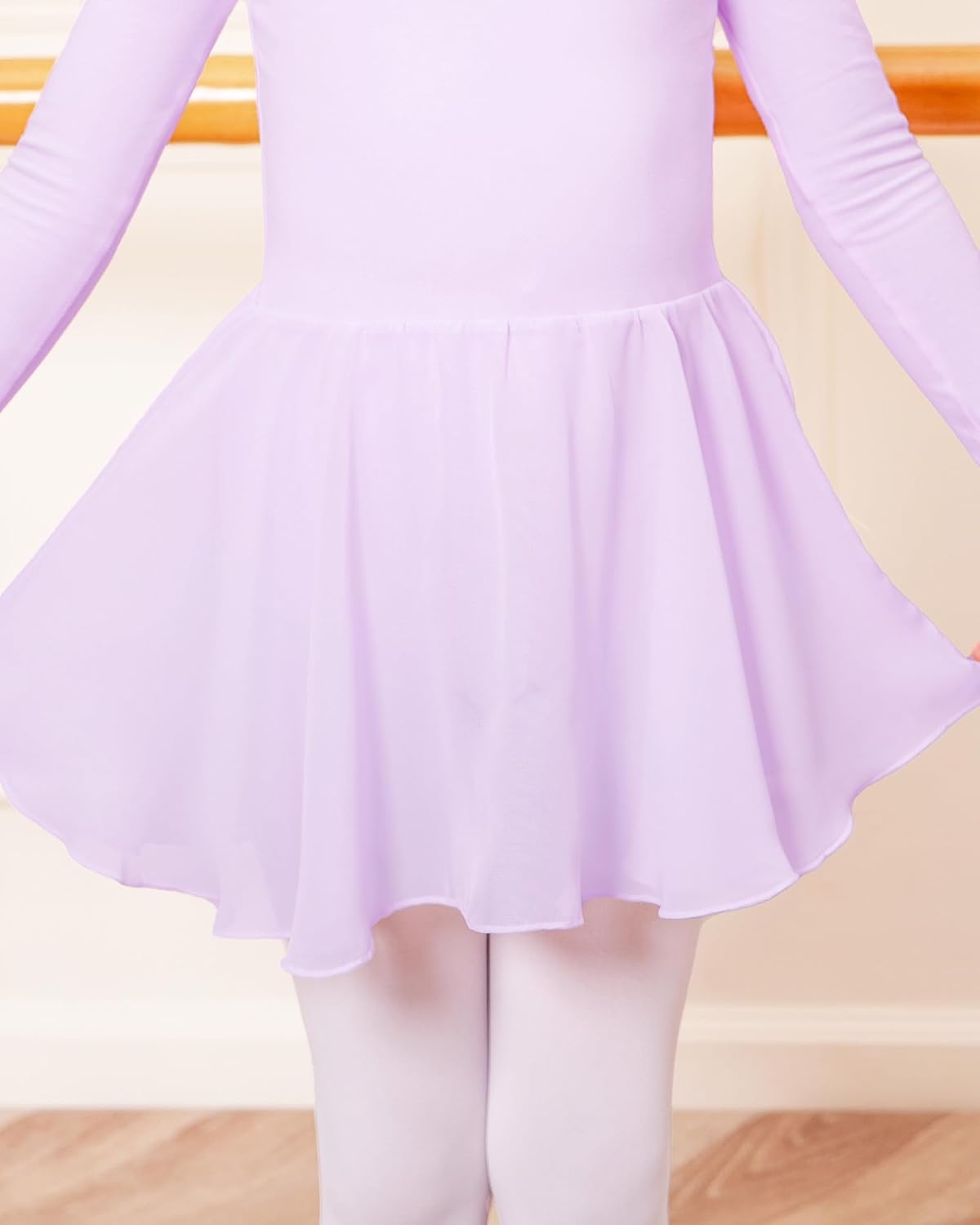 Stelle Ballet Leotards for Girls Long Sleeve Toddler Dance Leotard Outfits | Kids Gymnastics Leotard with Chiffon Skirt, Soft Stretch Fabric, Dance Classes & Recitals, Ballet, Party, Daily Wear(Purple)