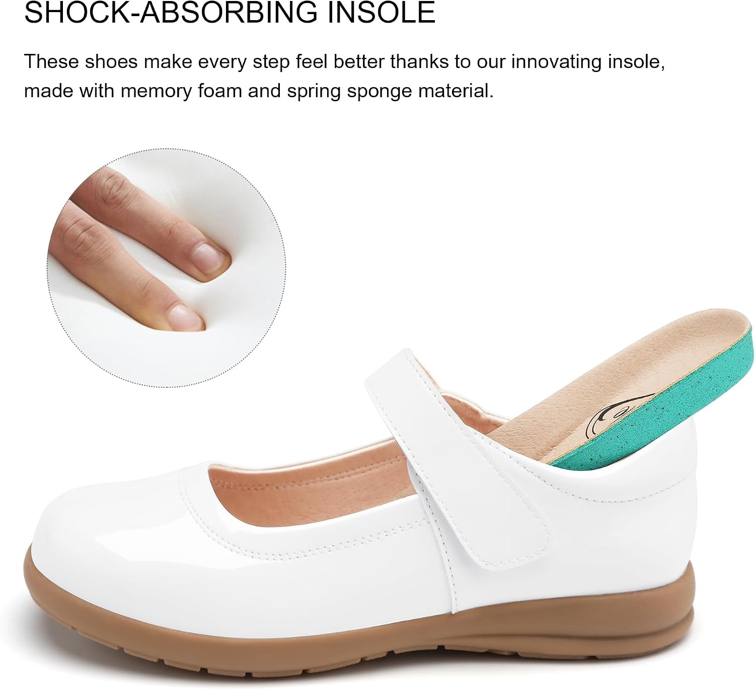 Stelle Girls Mary Jane Shoes School Uniform Flats Dress Shoes Church (Little/Big Kids)(Patent White)