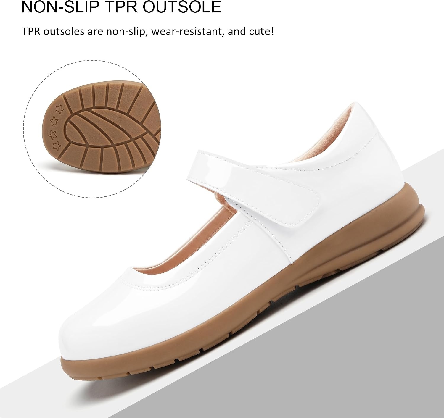 Stelle Girls Mary Jane Shoes School Uniform Flats Dress Shoes Church (Little/Big Kids)(Patent White)