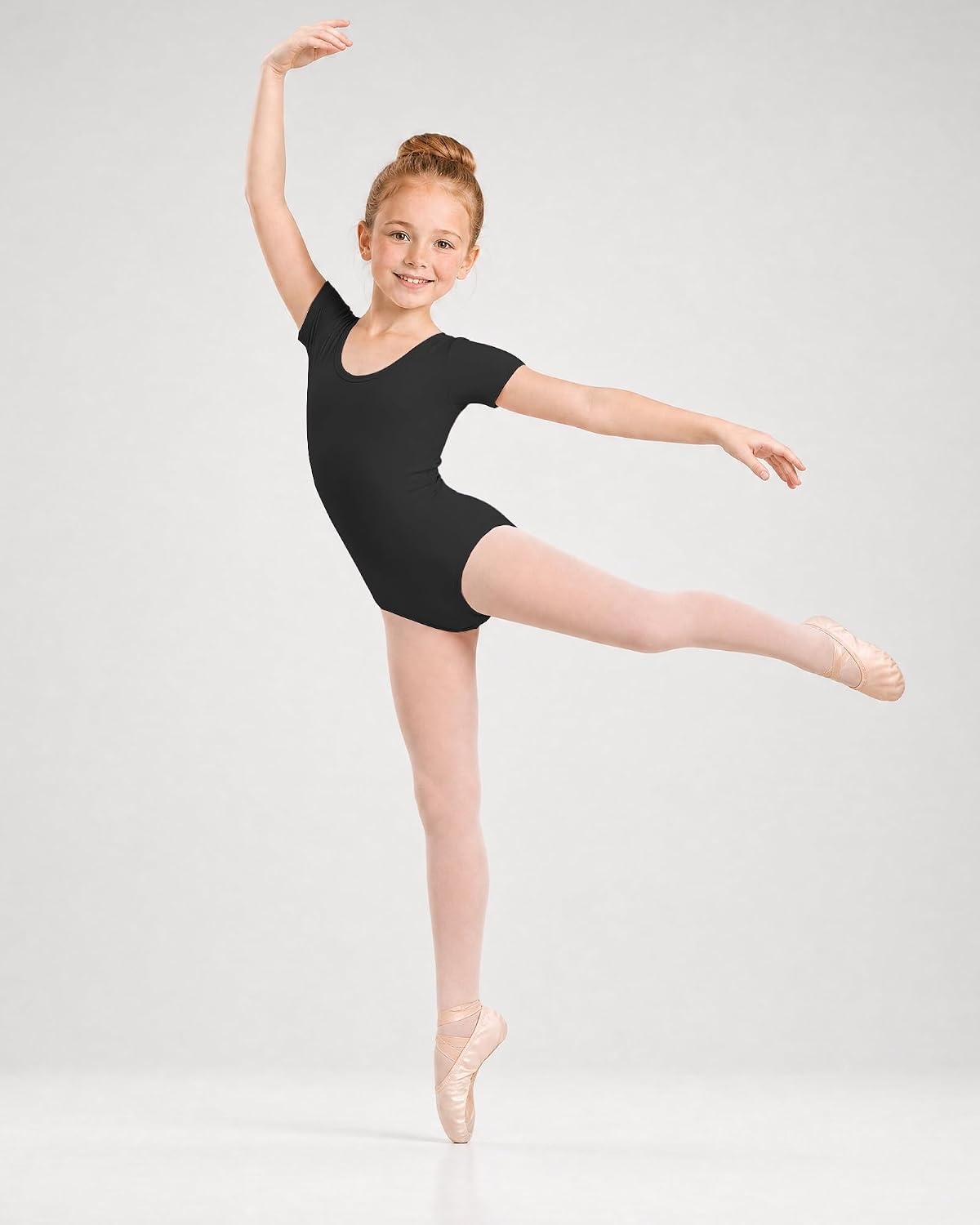 Stelle Girls Bow Back Leotard with Footed Tight for Ballet/Dance/Gymnastics | Short sleeve, Fully lined front, Bow back, Ballet/Dance/Gymnastics Leotards, Footed tights, High elasticity & durable(Black)