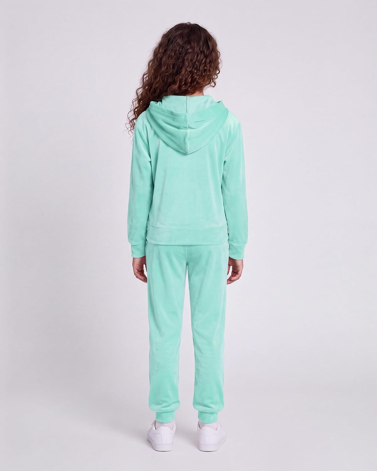 Stelle Girls Velour Tracksuits Zip Up Hoodies Joggers with Pockets 5-15 Y(Mint Green)