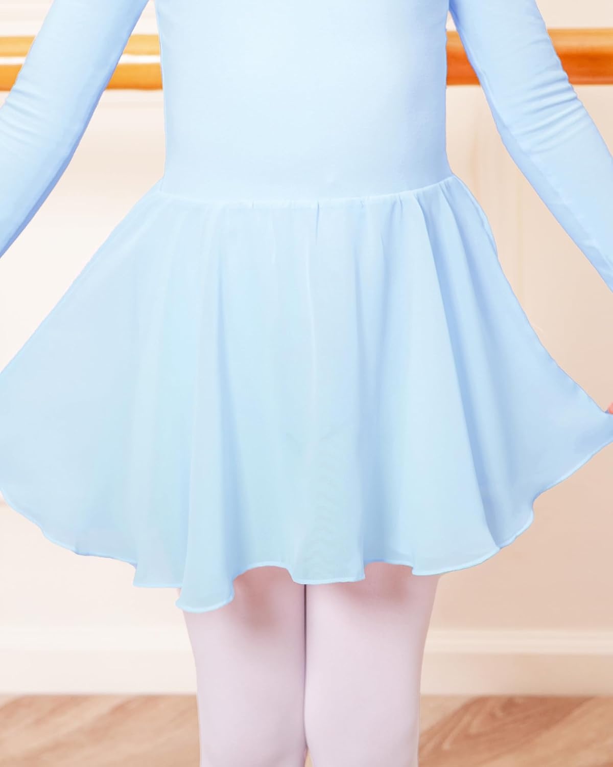 Stelle Ballet Leotards for Girls Long Sleeve Toddler Dance Leotard Outfits | Kids Gymnastics Leotard with Chiffon Skirt, Soft Stretch Fabric, Dance Classes & Recitals, Ballet, Party, Daily Wear(Blue)