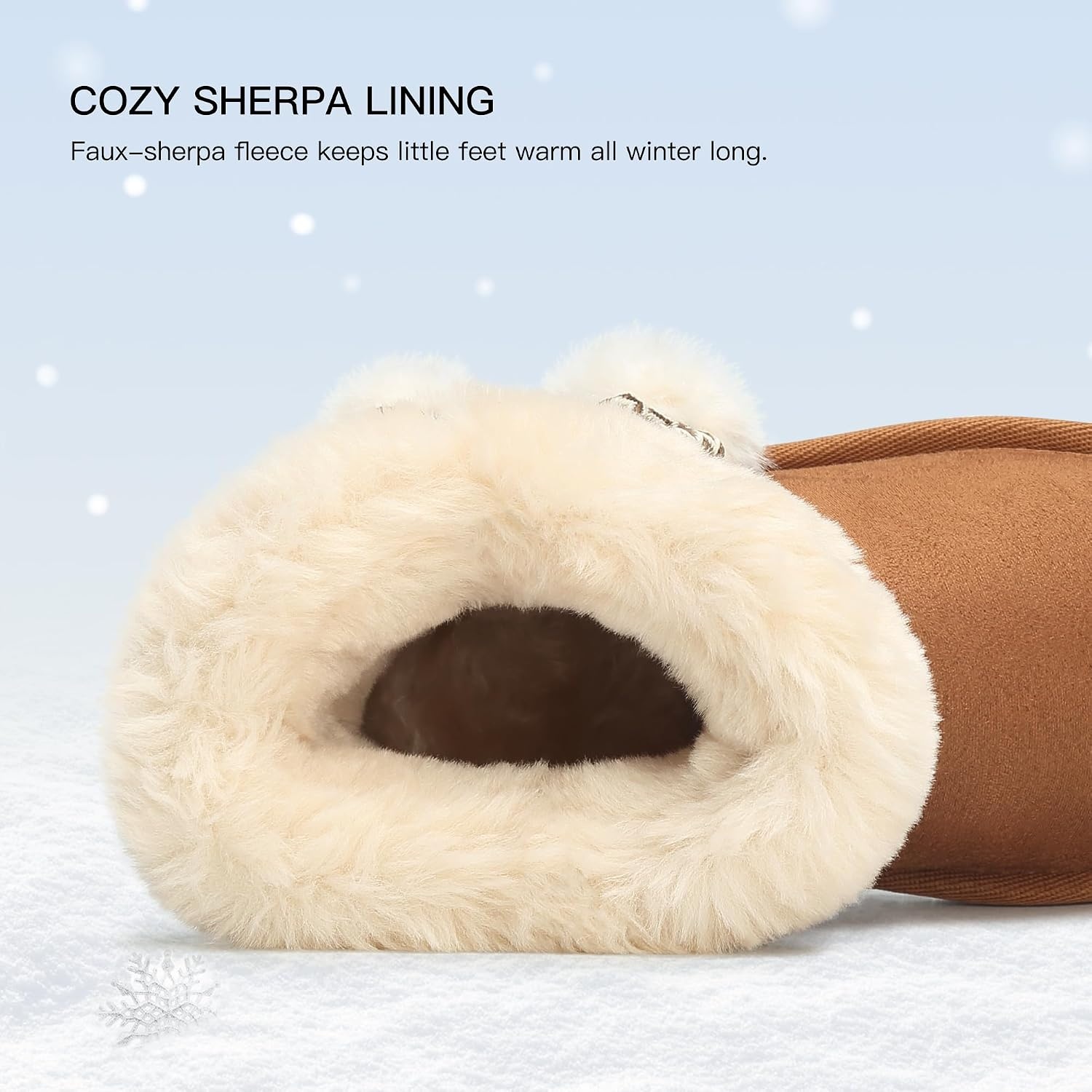 STELLE Girls Winter Boots Toddler Kids Snow Ankle Fuzzy Boots for Little/Big Kid(Warm Chestnut)