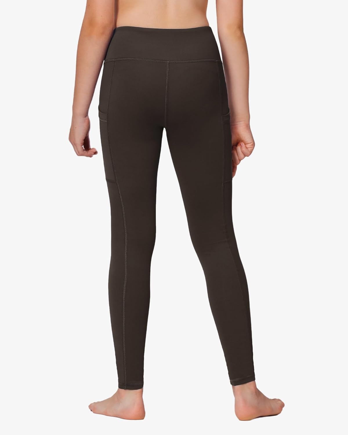 Stelle Girls’ Athletic Leggings Kids Dance Running Yoga Pants Workout Active Dance Tights with Pockets(Espresso(2 Side Pocket))