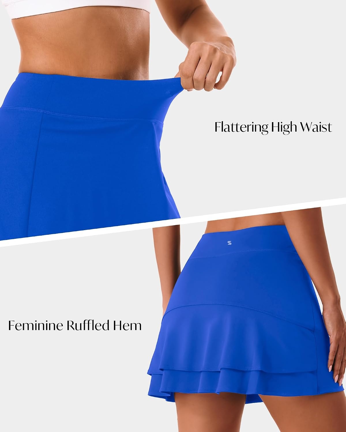 Stelle Tennis Skirts for Women Ruffle Athletic Golf Skorts with Pocket | High Waisted, Tummy Control, Built in Shorts, Athletic Skirt, Golf Skirt, Soft, Breathable, Workout, Pickleball(Sapphire)
