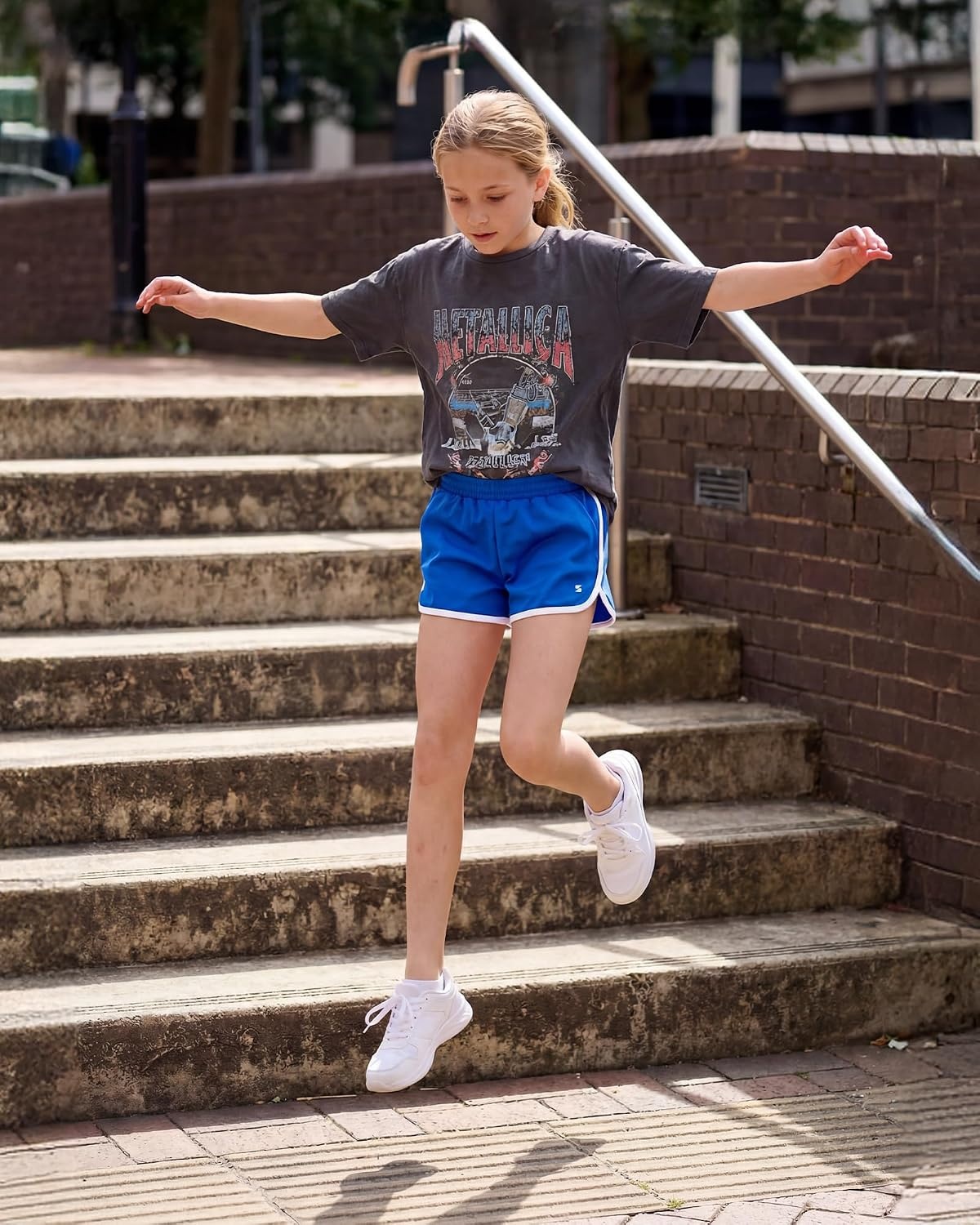 Stelle Girls Athletic Shorts with Pockets Quick Dry Running Shorts Gymnastics Basketball Short for Teen Kids(Royal Blue)