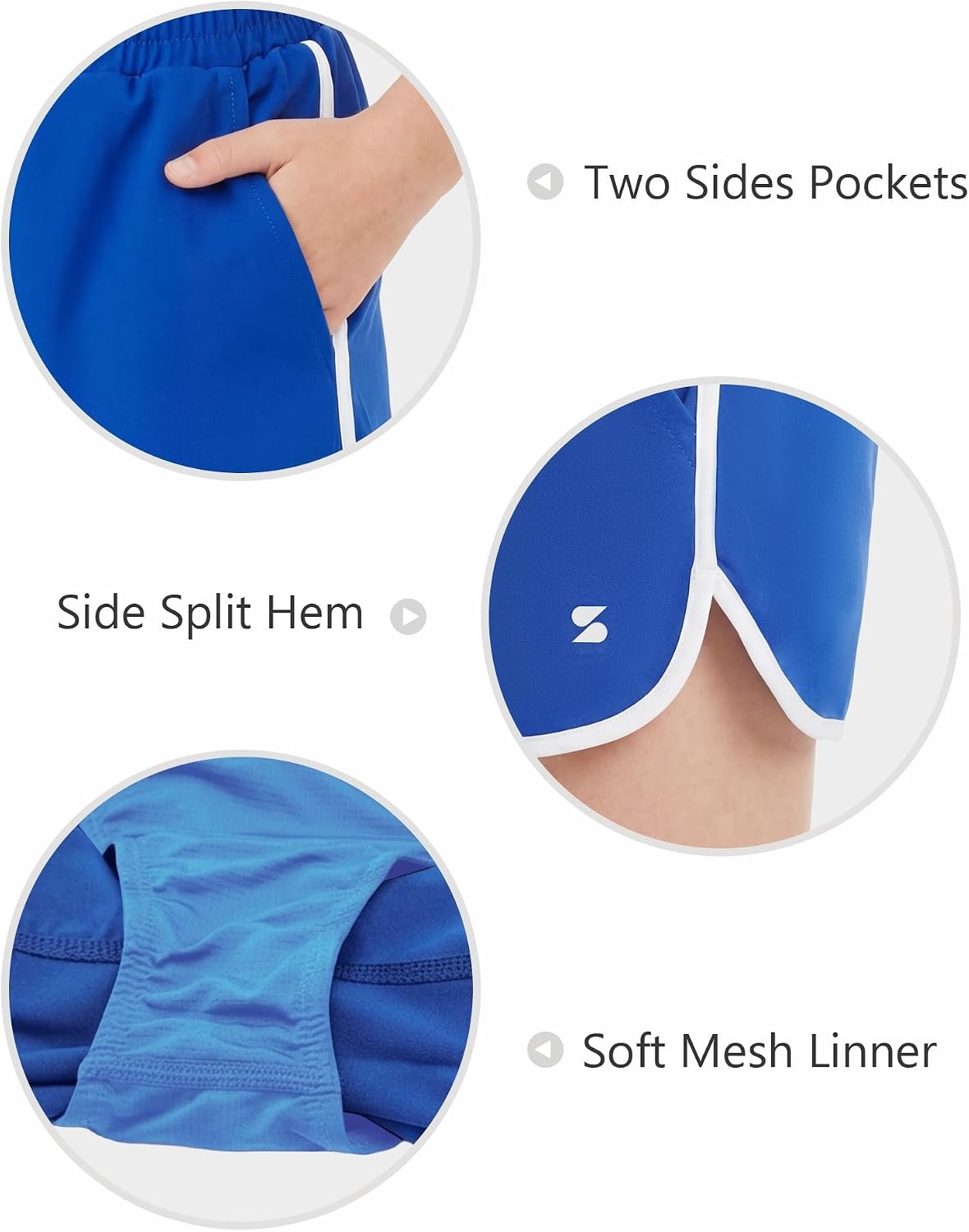 Stelle Girls Athletic Shorts with Pockets Quick Dry Running Shorts Gymnastics Basketball Short for Teen Kids(Royal Blue)