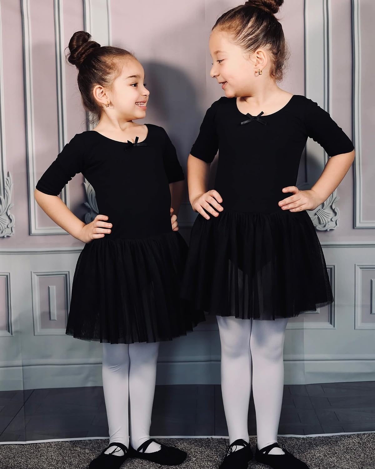 Stelle Girls’ Footed Ballet Tights for Dance Class Toddler Kids 2T-15Y | High Waist, Stretch, Opaque Coverage, Soft Stocking, Teen & Youth Pantyhose, Ballerina, Studio, Stage, Performance, Recital(Ballet Pink+white+black)