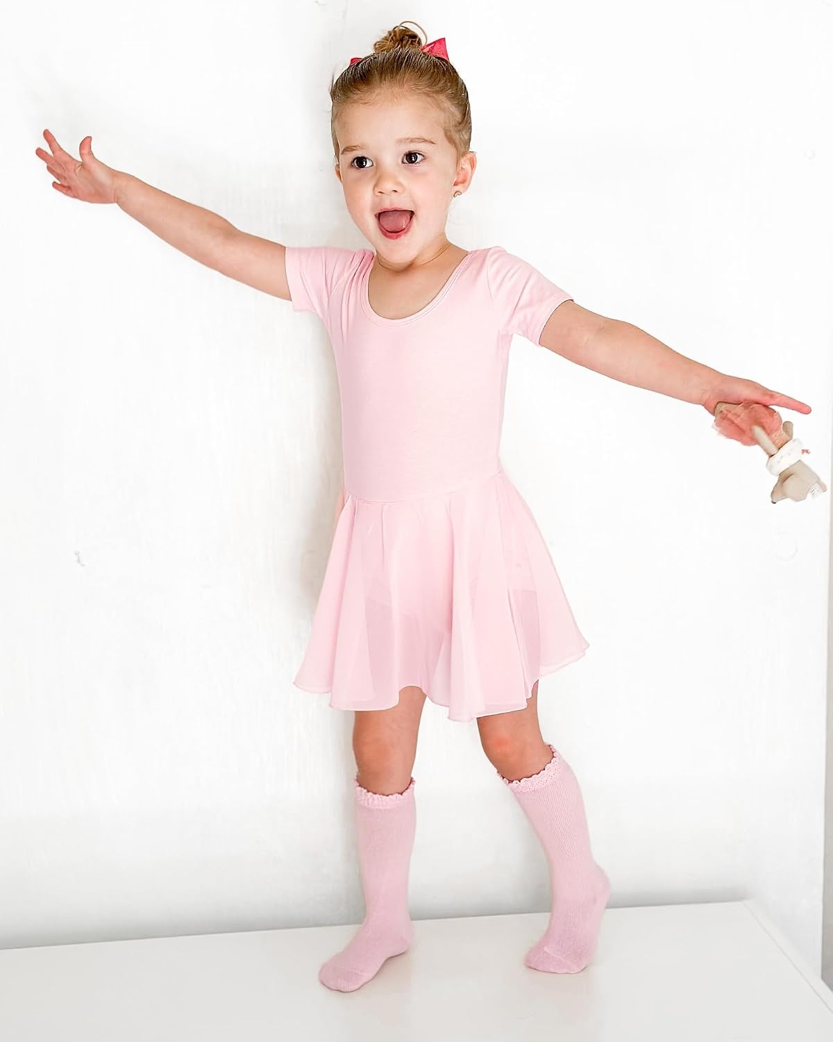 Stelle Ballet Leotards for Girls Toddler Ballet Outfit Dance Leotard Dress(Style 2-ballet Pink (Bow Back))