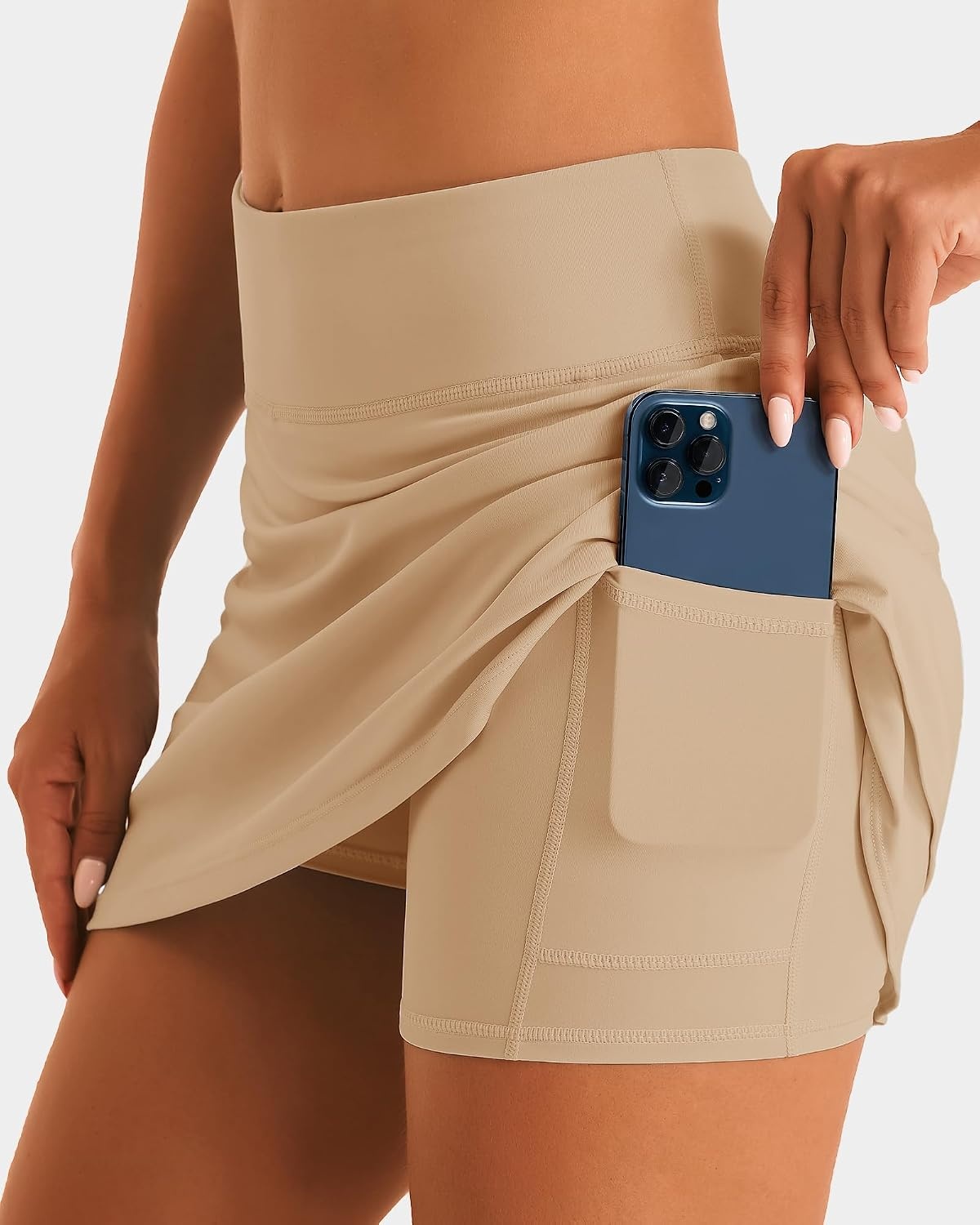 Stelle Tennis Skirts for Women Ruffle Athletic Golf Skorts with Pocket(Khaki)