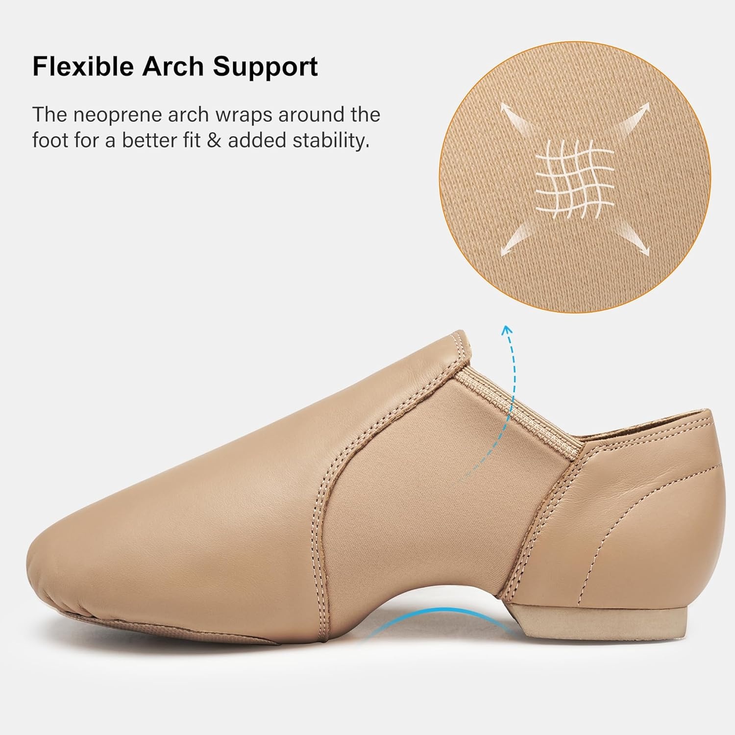 Stelle Jazz Shoes for Women Men Leather Upper Slip-on Dance Shoes Unisex(Tan)