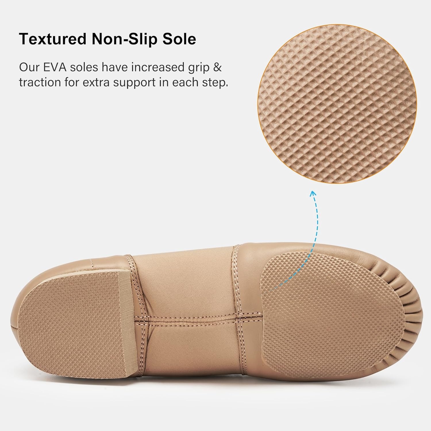 Stelle Jazz Shoes for Women Men Leather Upper Slip-on Dance Shoes Unisex(Tan)