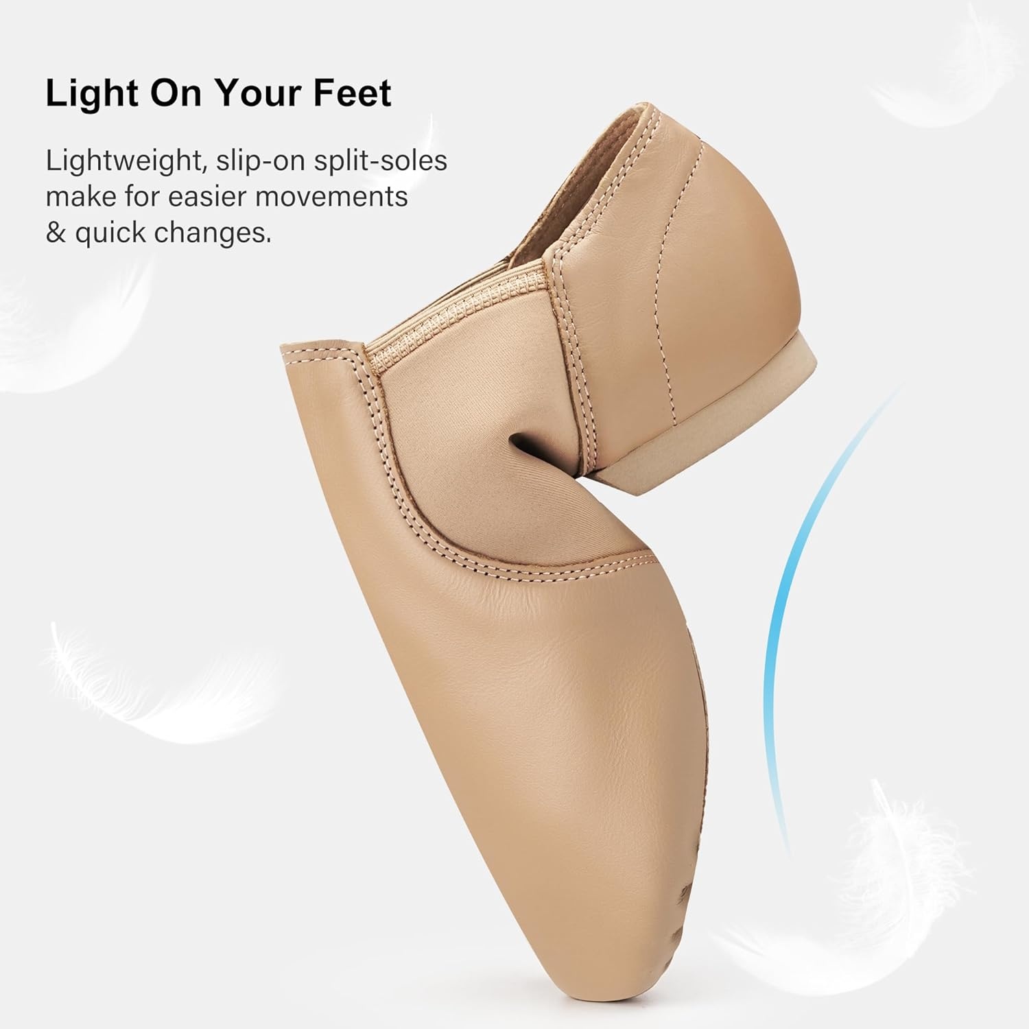Stelle Jazz Shoes for Women Men Leather Upper Slip-on Dance Shoes Unisex(Tan)