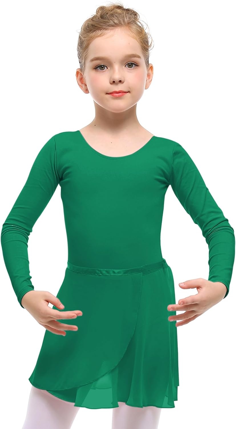 Stelle Ballet Leotards for Girls Toddler Dance Dress Outfit Combo with Skirt and Tights (Toddler/Little Kid/Big Kid)(Green)