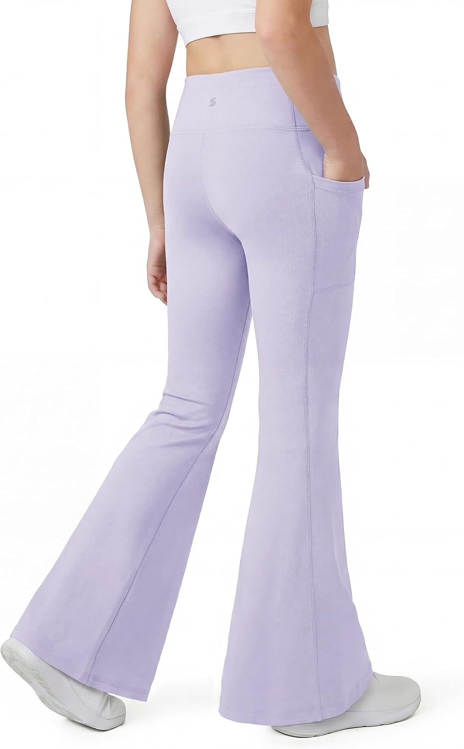 Stelle Girls Flare Leggings with Pockets High Waisted Yoga Dance Pants(Light Purple)