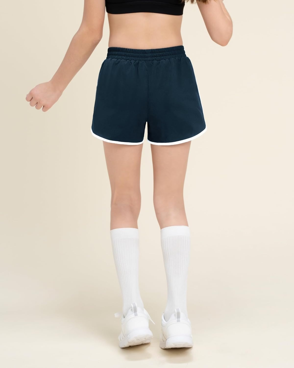 Stelle Girls Athletic Shorts with Pockets Girls Running Shorts Volleyball Soccer Shorts for Kids Elastic Waist(Prussian Blue)