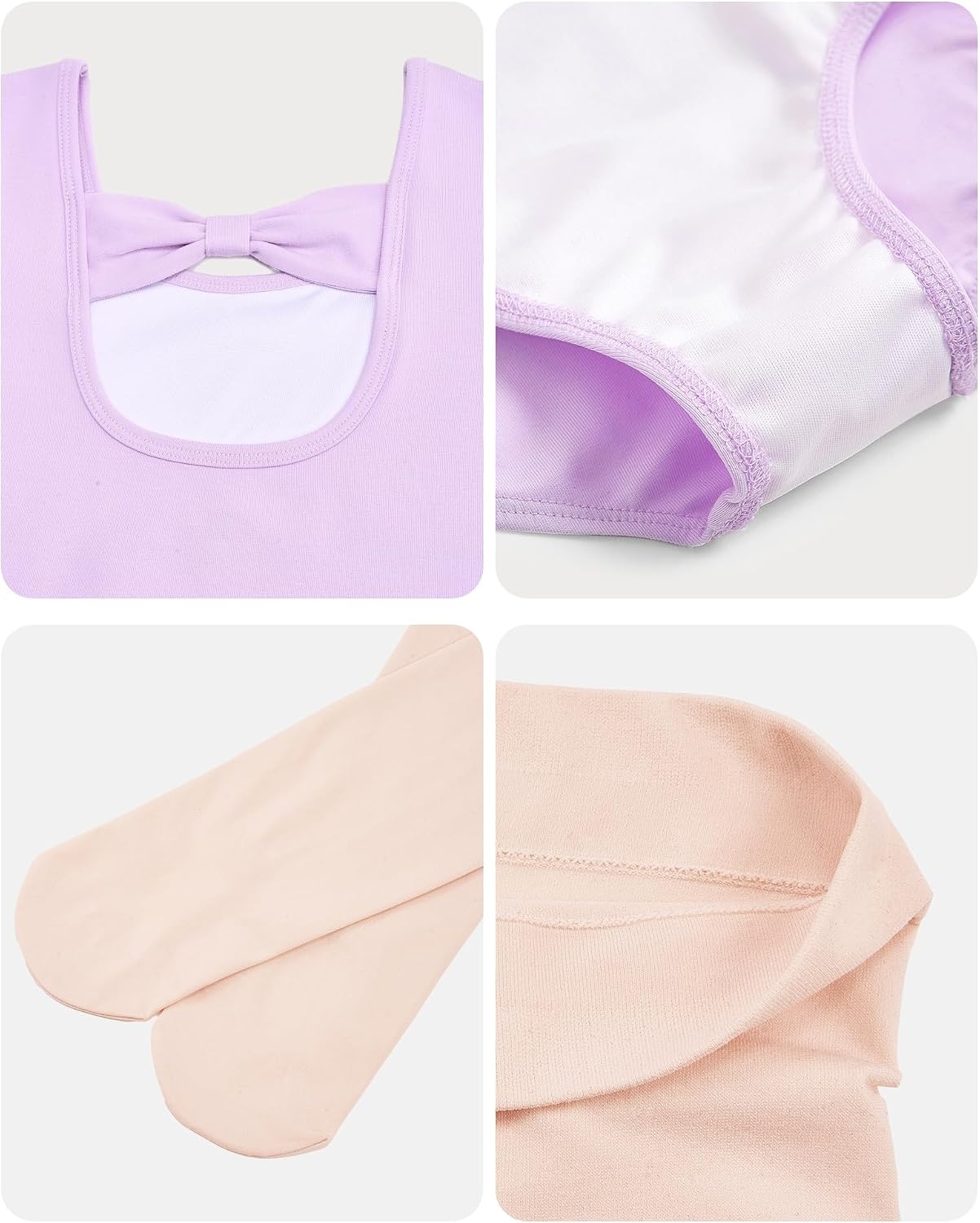 Stelle Girls Bow Back Leotard with Footed Tight for Ballet/Dance/Gymnastics(Purple)