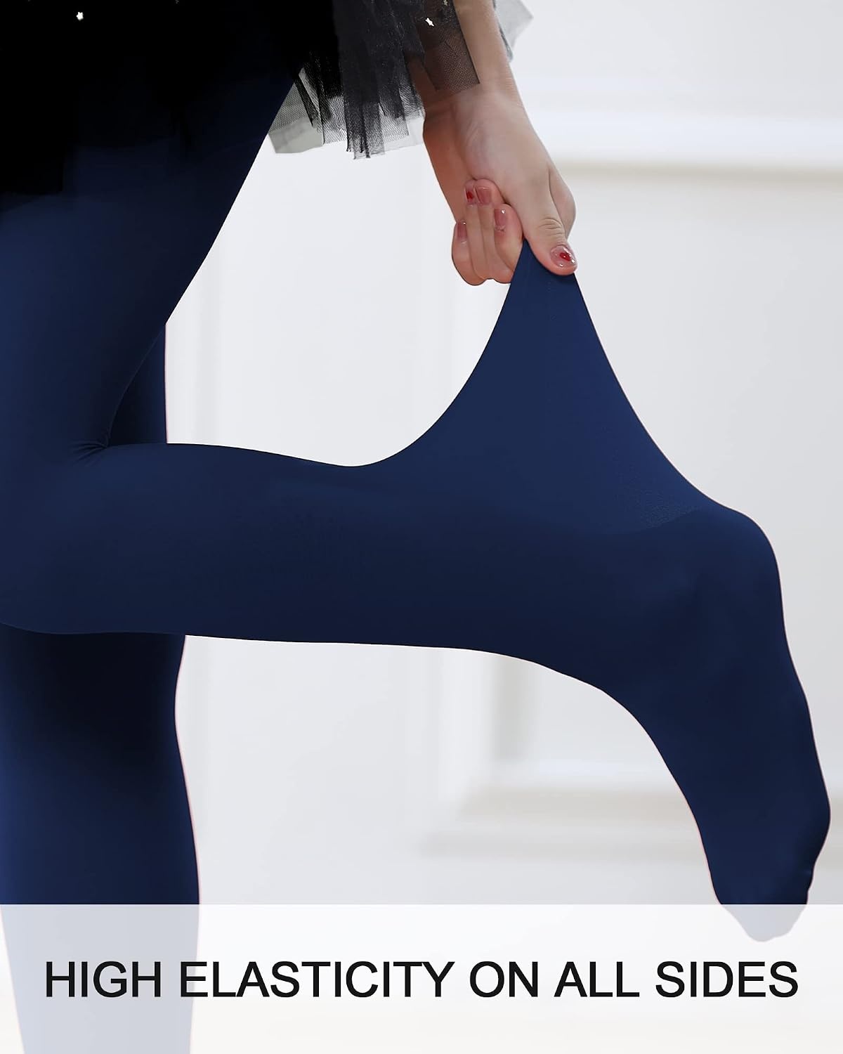 Stelle Girls Ballet Dance Tights Footed for Toddler Kid School Class 2T-15Y(1-navy)
