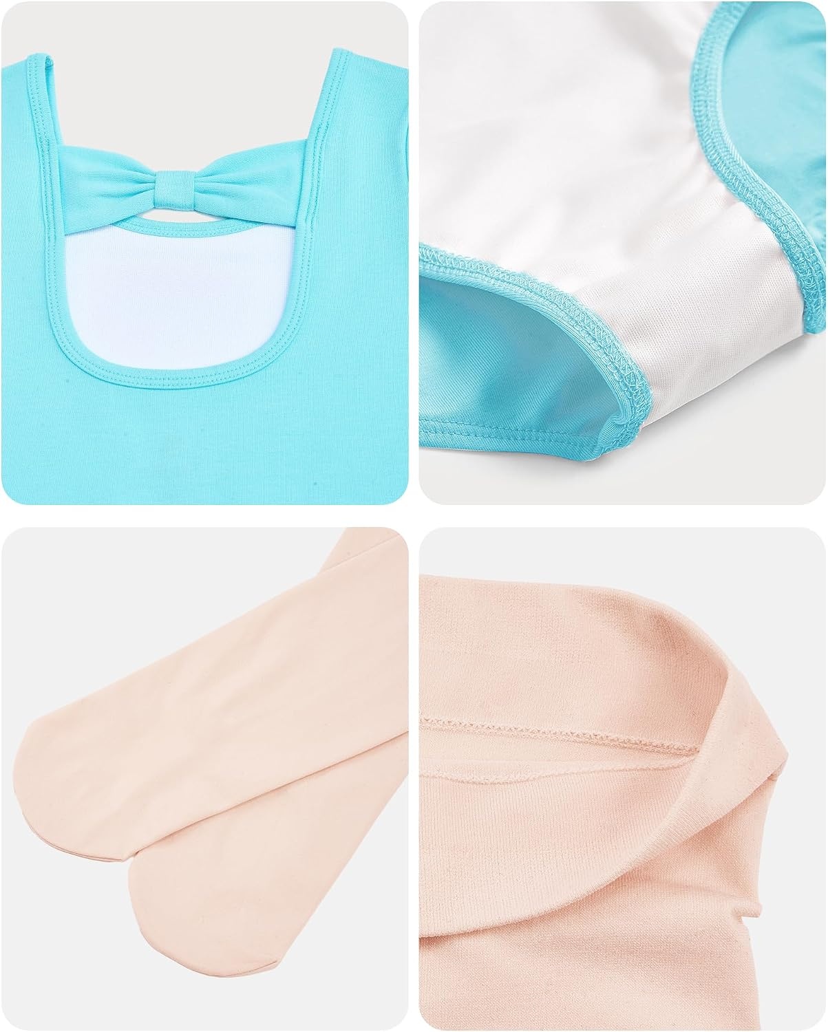 Stelle Girls Bow Back Leotard with Footed Tight for Ballet/Dance/Gymnastics(Pool Blue)