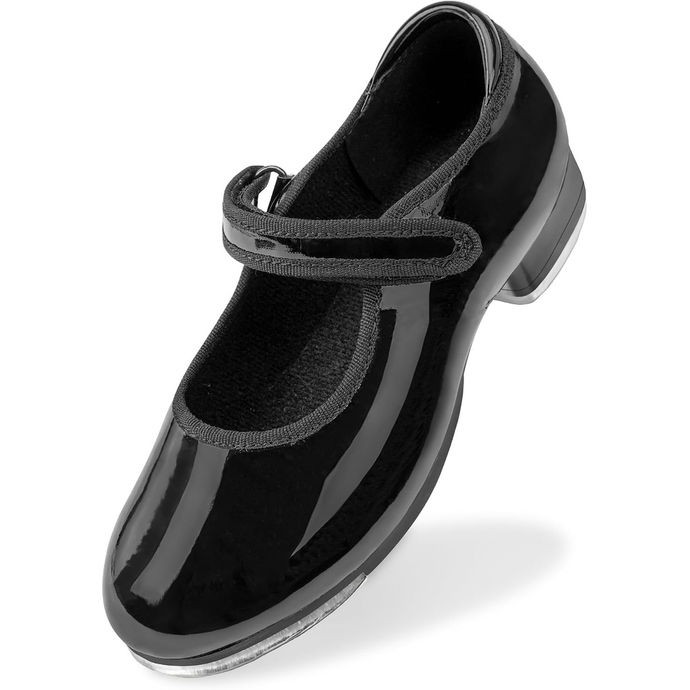 Stelle Tap Shoes for Girls Toddler Boys Dance Shoes | Easy-clean design, Rounded toe, Padded heel collar, Clear tap sound, Cushioned insole, Hook-and-loop strap(Black)