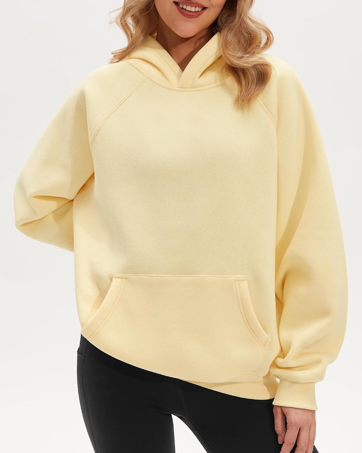 Stelle Women Hoodies Oversized Fleece Long Sleeve Comfy Casual Pullover Sweatshirts 2026 Winter Fall Outfits(Butter)