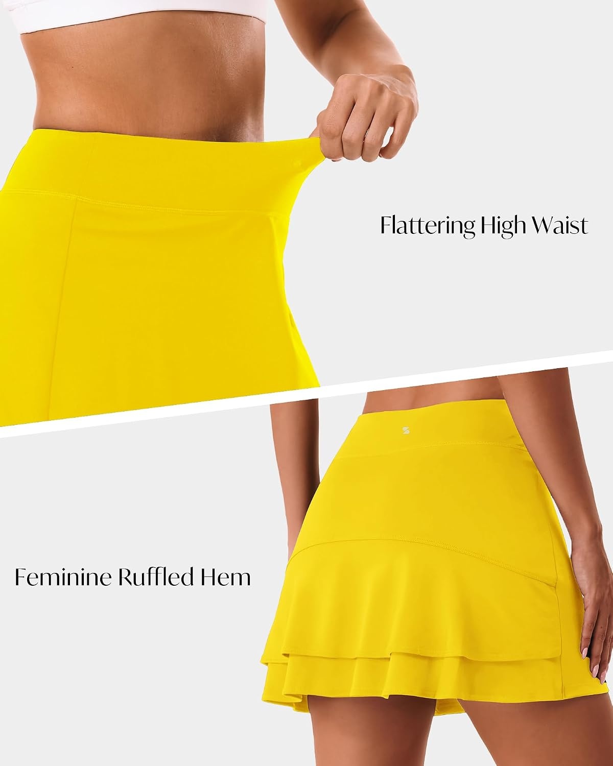 Stelle Tennis Skirts for Women Ruffle Athletic Golf Skorts with Pocket(Yellow)
