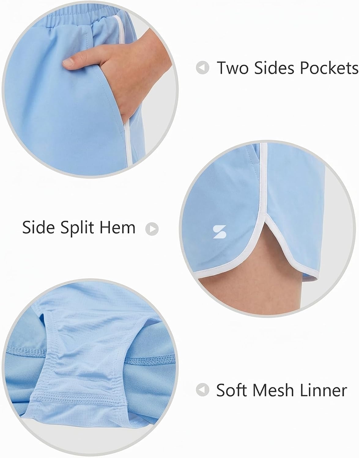 Stelle Girls Athletic Shorts with Pockets Quick Dry Running Shorts for Teen(Sky Blue)