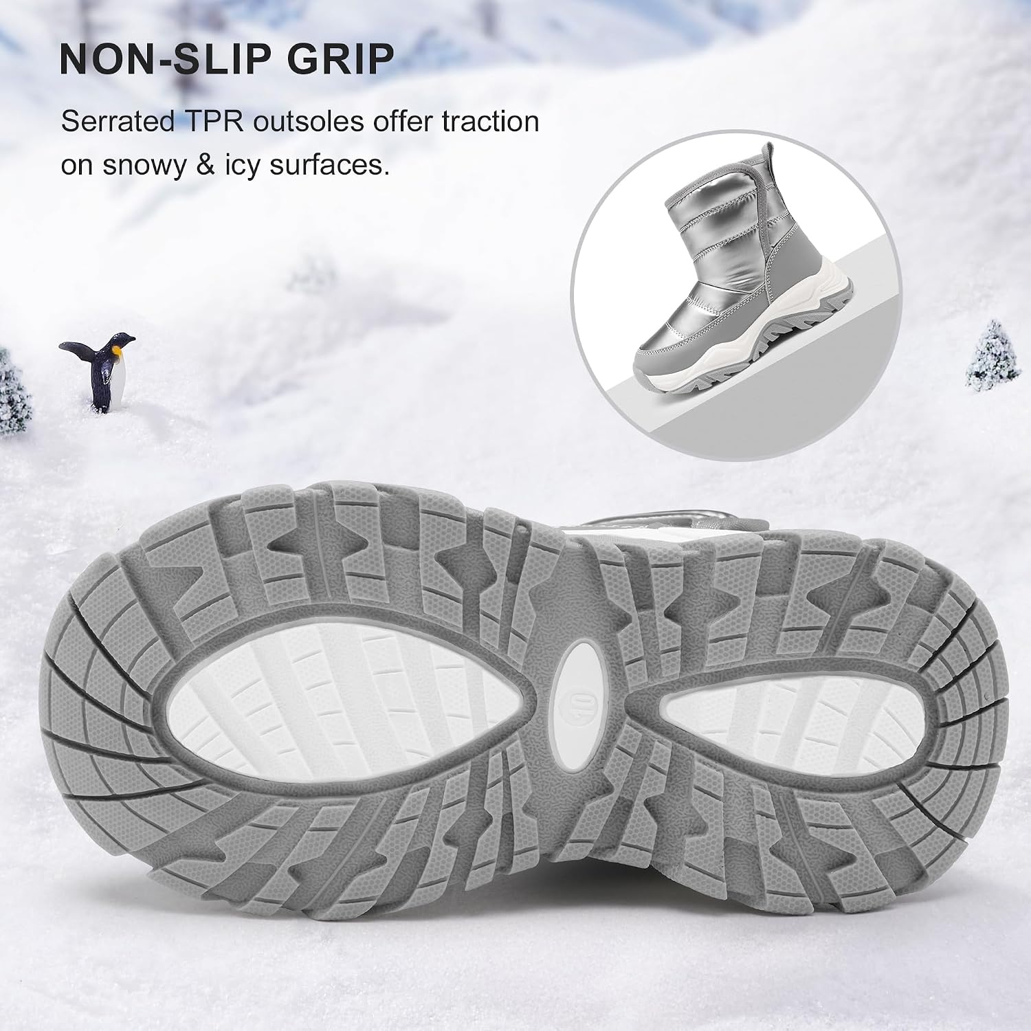 Stelle Toddler Snow Boots Girls Lightweight Warm Winter Shoes | Boys Outdoor Sport, Cold Weather, Water Repellent, Soft Faux Fur Lined, Non Slip, Mid Calf, Hook and Loop, Little & Big Kids(Grey)