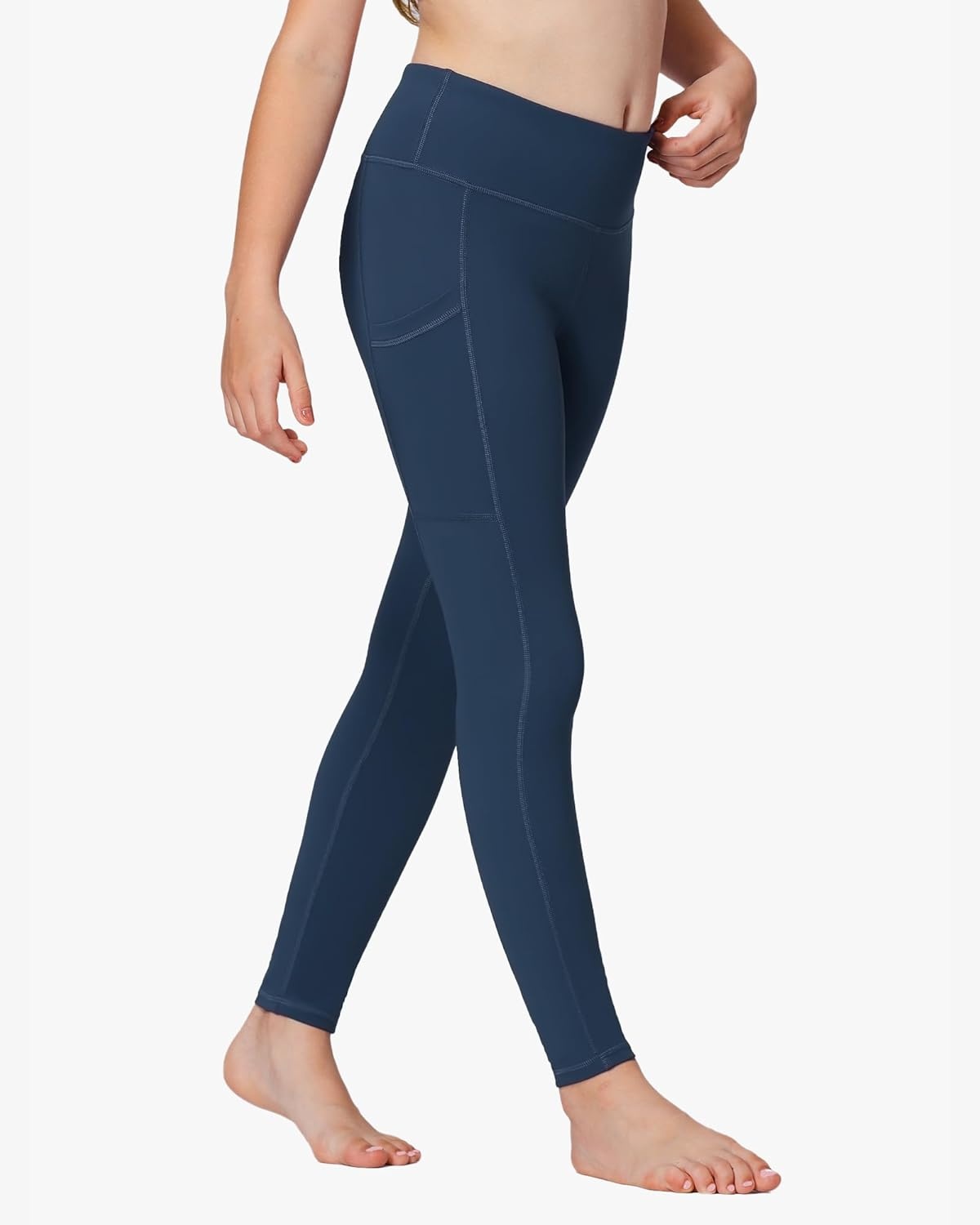 Stelle Girls’ Athletic Leggings Kids Dance Running Yoga Pants Workout Active Dance Tights with Pockets(Dark Navy)