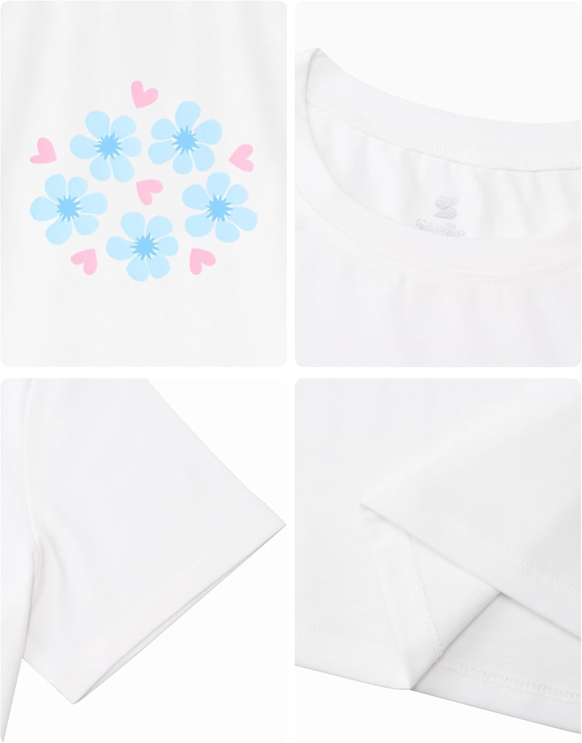Stelle Girls Graphic T Shirt Cotton Crewneck Short Sleeve Casual Tee | Classic fit, Short sleeve, Soft cotton blend, Breathable, Stretch, Graphic print, School, Playdates, Vacation, Girls tshirt(Blue Bloom|white)