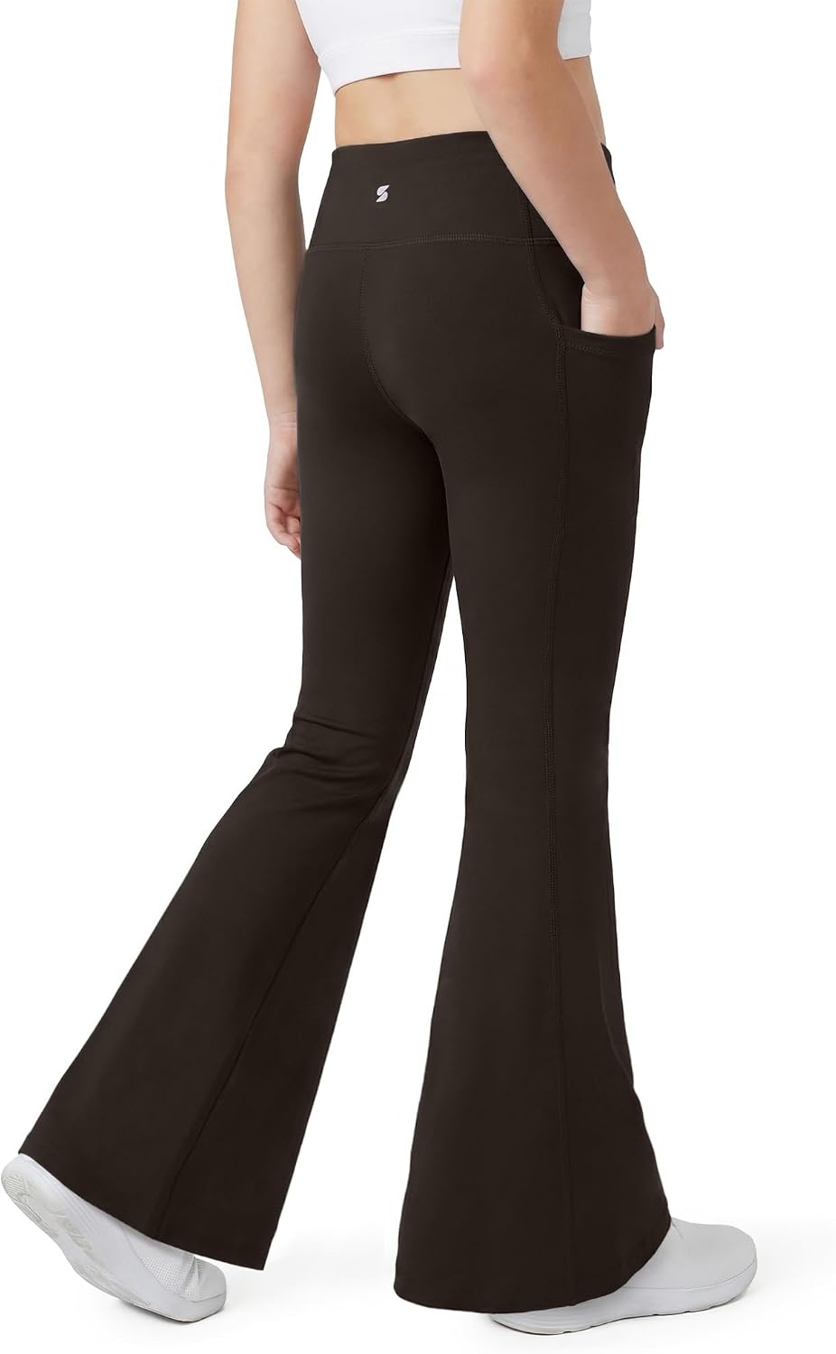 Stelle Girls Flare Leggings with Pockets High Waisted Yoga Dance Pants(Espresso)