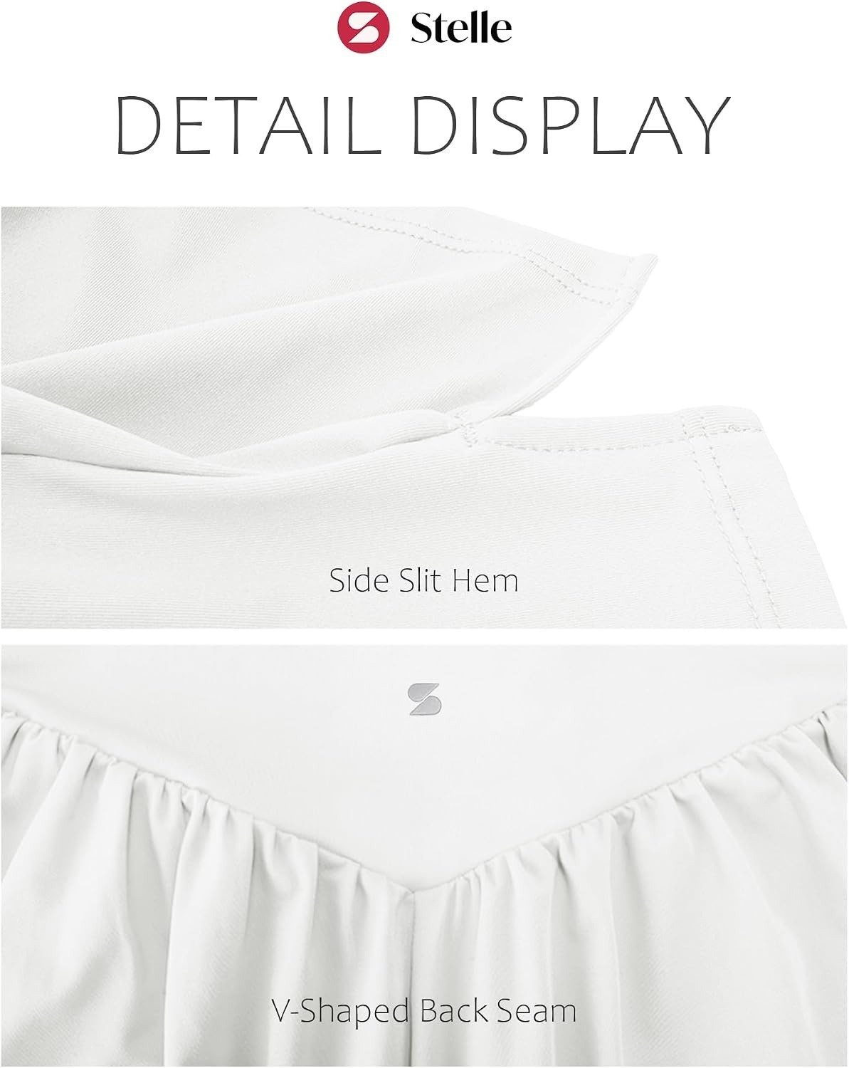 Stelle Women 2 in 1 Running Shorts Flowy Athletic Short with Liner Pockets(White)