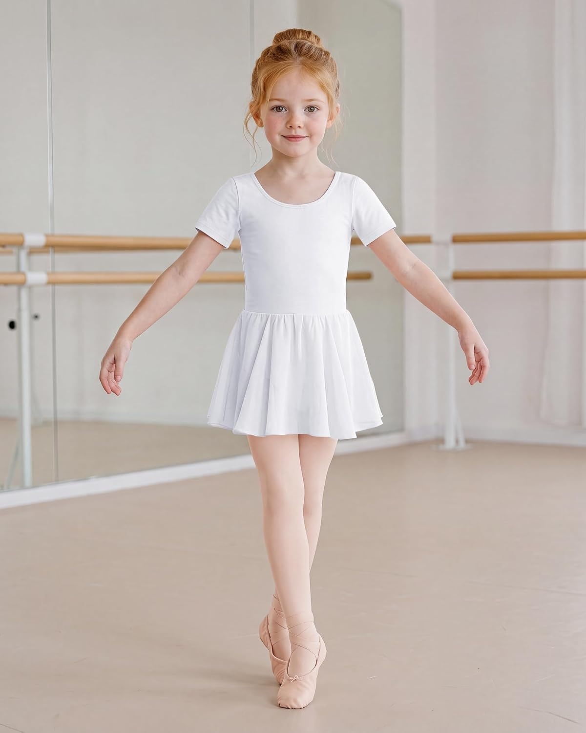 Stelle Girls Criss-Cross Back Leotards Skirt with Tights for Ballet/Dance(White)